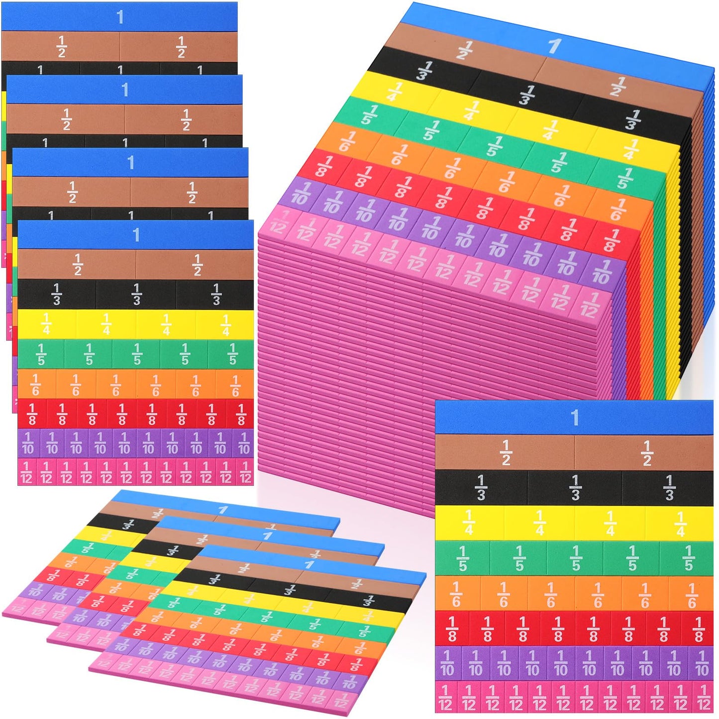 Sayglossy 36 Sets Fraction Tiles Set for Math Classroom Fractions Manipulatives Math Learning Manipulatives for Home School Supplies
