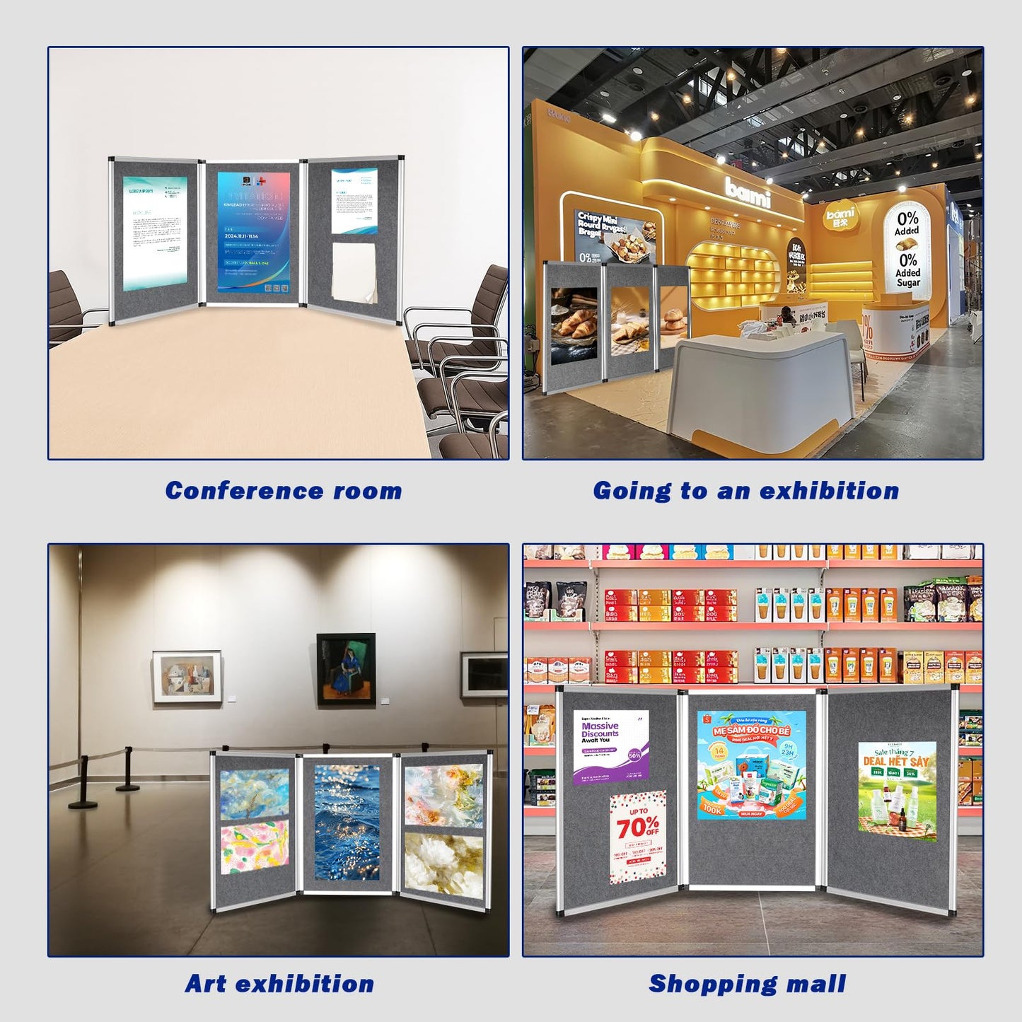 3+1 Panel Trade Show Presentation Board,Poster Board with Storage Bag Large Tabletop Display Board Folding Art Panel Display for School,Vendor Events,Science Fair Exhibitions (A)
