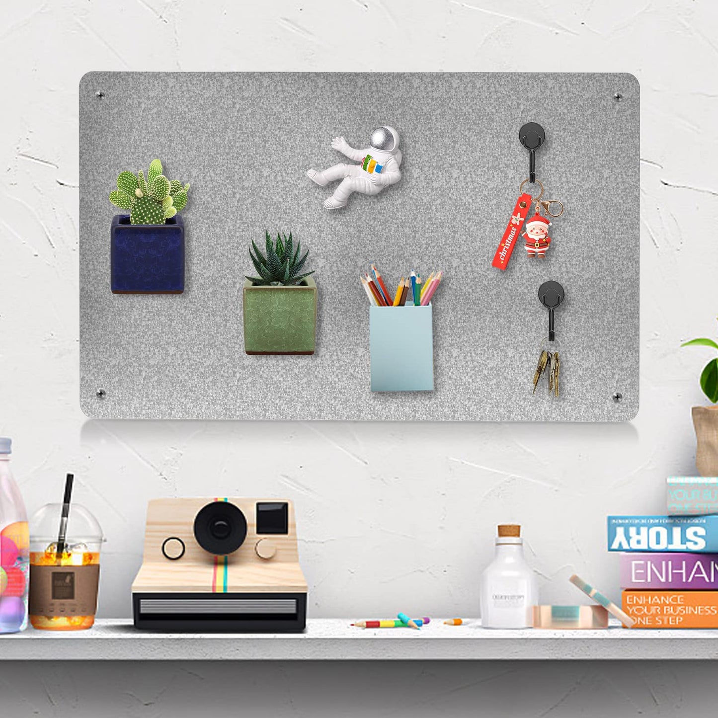 17.7" x 11.8" 2 Pack Metal Magnetic Board - Magnet Bulletin Board to Display Magnetic Letters Numbers Animal, Poetry, Spice Jars, Notes, Photos, Suitable for Wall, Refrigerator, Cubicle, Cabinet