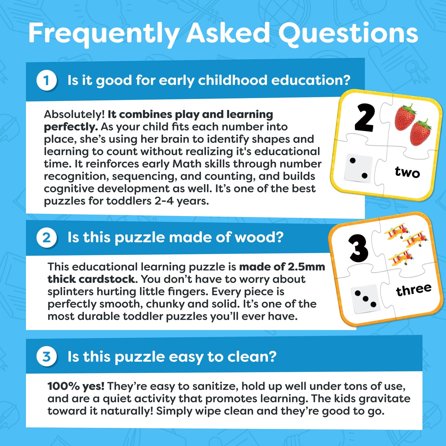 Number Puzzle Kindergarten Math Games - Number Matching Puzzle - 20 Sets Learning Numbers Puzzles - Counting Toys for Toddlers Kids Ages 3-5 - Educational Toys Preschool Learning Activities