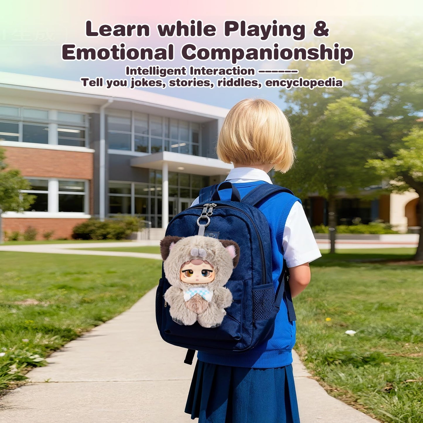 ๐๐-๐ฉ๐จ๐ฐ๐๐ซ๐๐ Plush Interactive Toy with Multiple Languages Switchable, Mini Communicatible Companion Bauble, Creative Simulated Rechargeable Doll Plaything for Kids Children Ages 3+ (8" High)