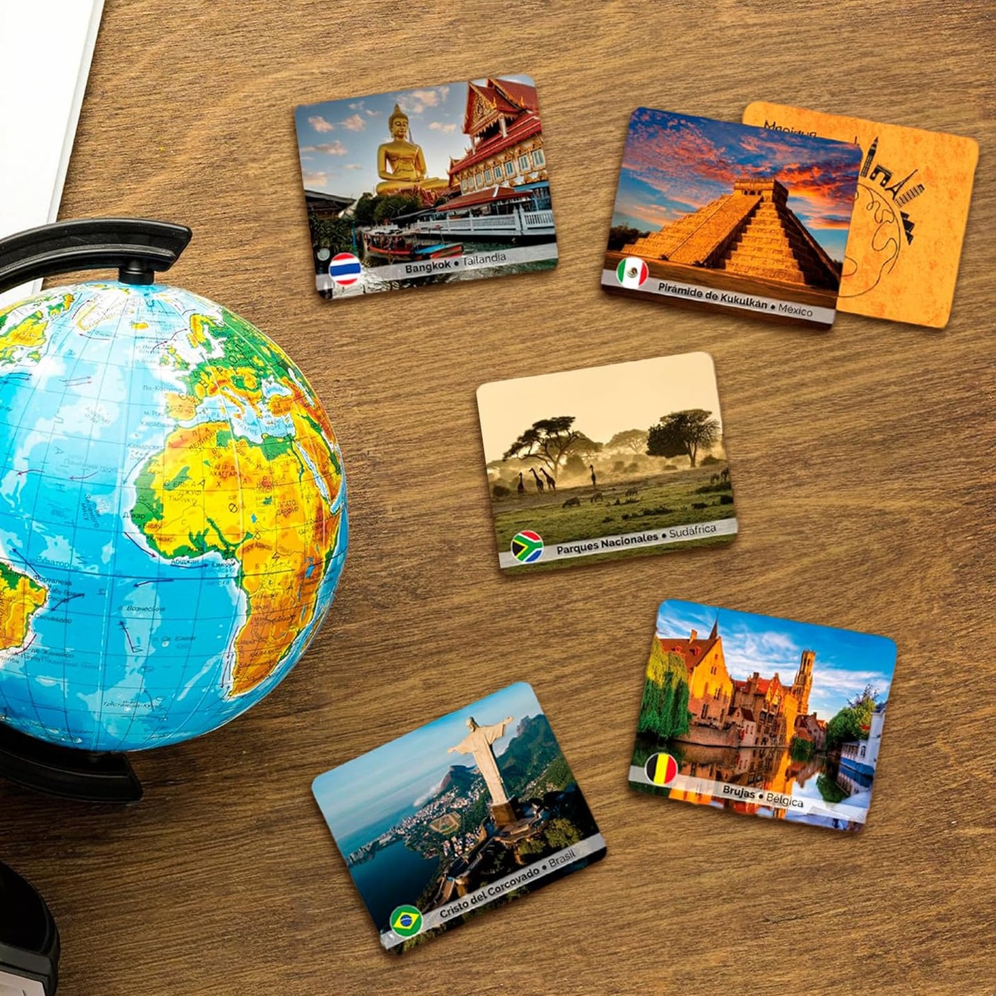 Menique Explore the World Memory Matching Game – 100 Cards (50 Pairs) with Famous Landmarks from 50 Countries – Includes Flag, Country & Place – Educational Geography Game + Informative Booklet