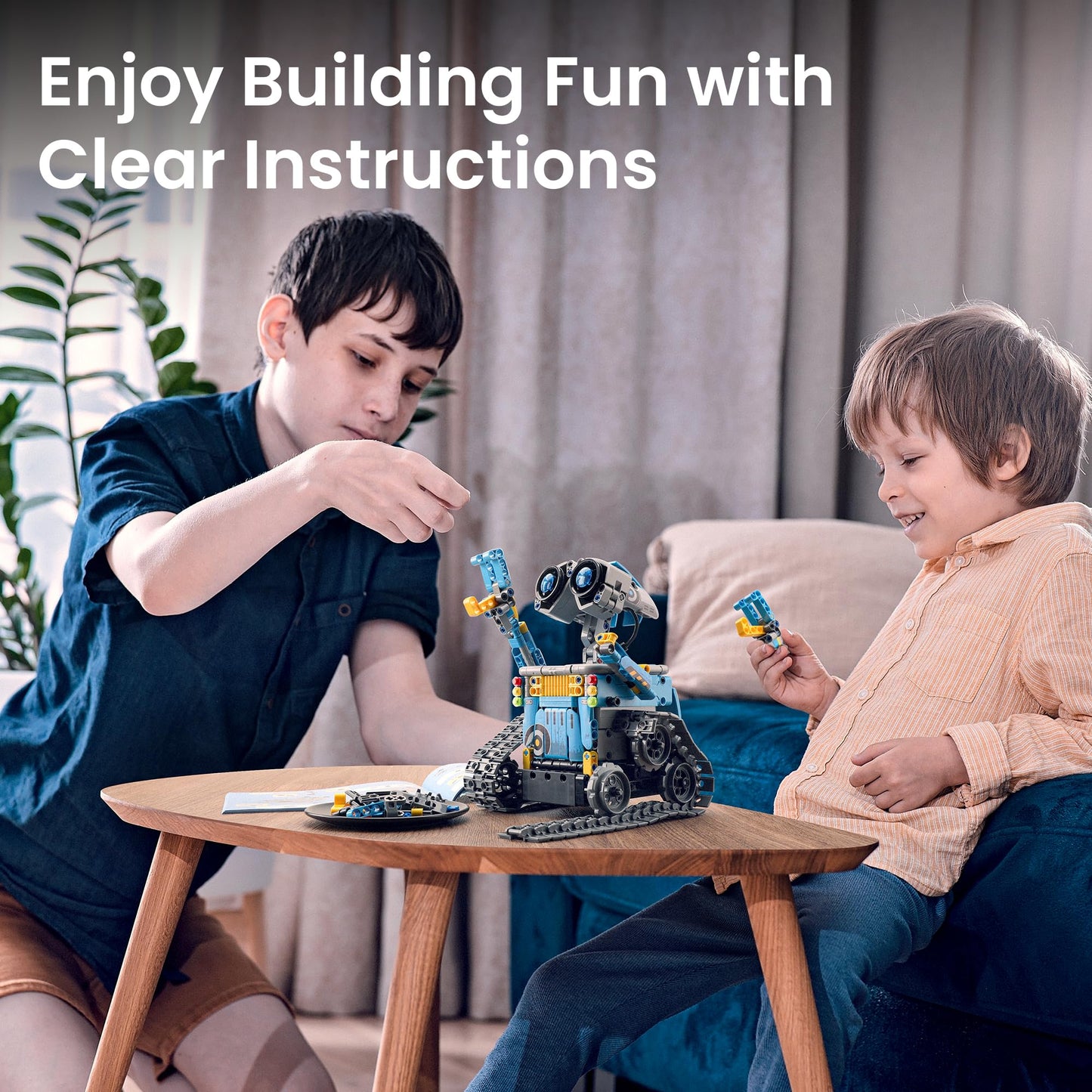 Sillbird Robot Building Kit with Remote Control STEM Gifts for Boys Ages 8-12, Technic Coding Robotic Toys for Kids Birthday, Build 5in1 Models with 488 Pieces - Blue