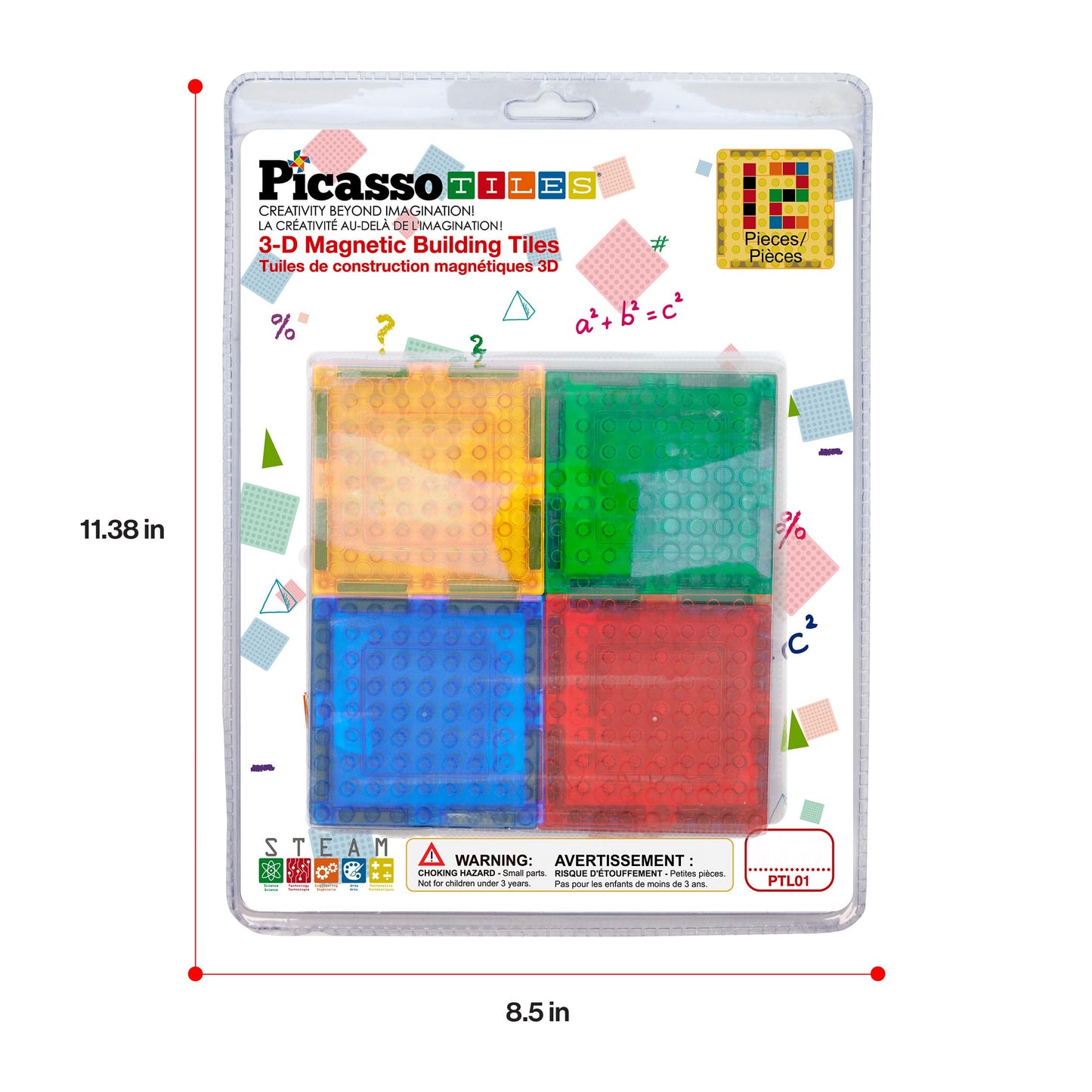 PicassoTiles Magnetic Brick Tiles STEM Creative Magnetic Tiles Building Block Set Building Brick Construction Toy Socket Spikes Toys Accessory Educational Imaginative Learning Kit Stacking Set
