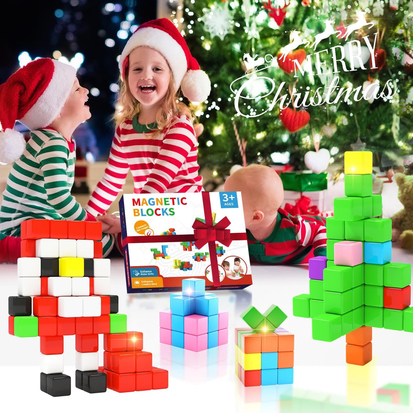 Hiwawind 40pcs Magnetic Blocks -Ideal Gifts for 3 4 5 6 Year Old,STEM Learning Toys for 3-5 Year Old Boys & Girls, Safe & Strong Building Blocks with ASMR Sounds,Classroom Must Haves