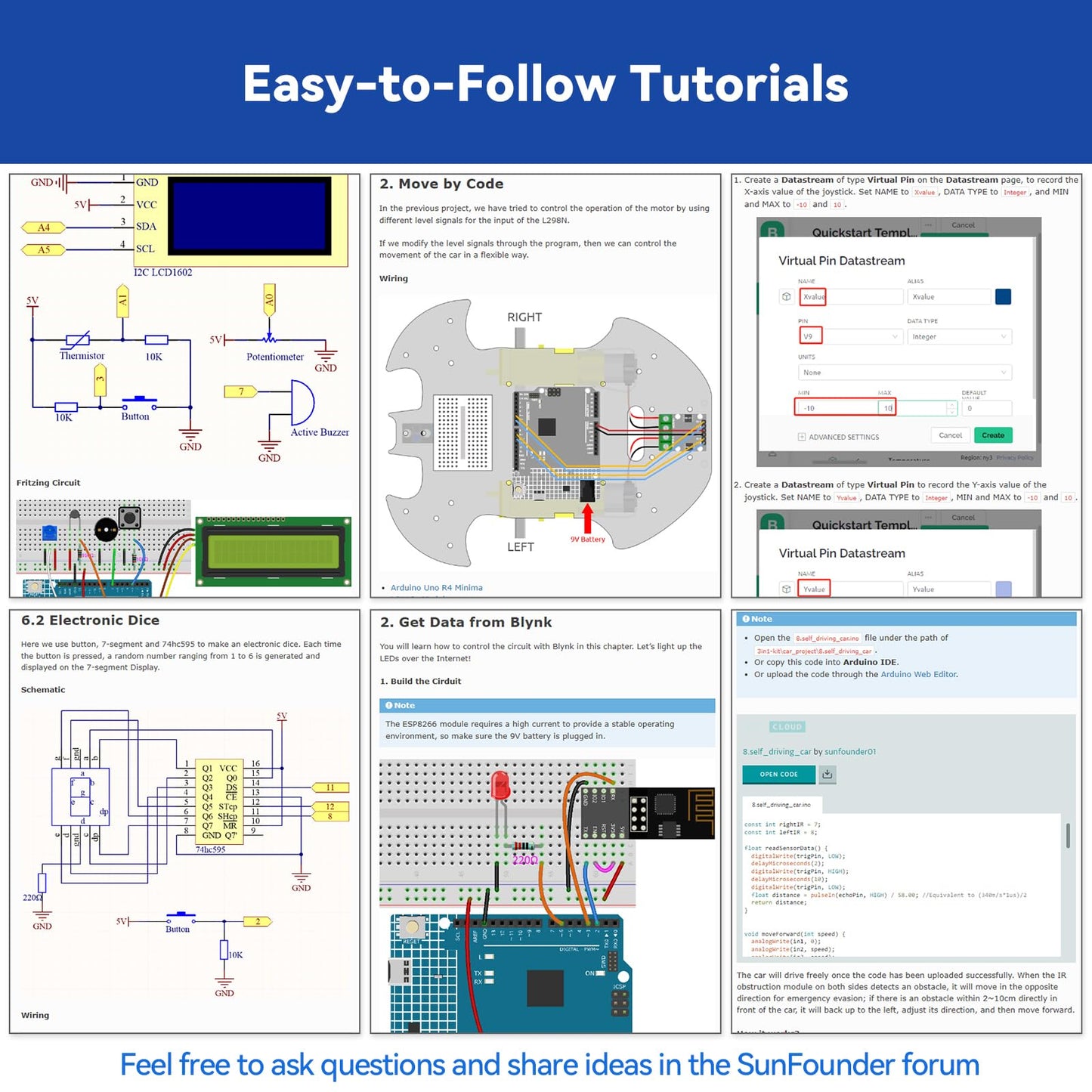 SunFounder 3-in-1 Super Starter Kit with Original Arduino Uno R4 Minima, IoT&Smart Car Projects, ESP8266 WiFi, Battery, 50+ Step-by-Step Tutorials for Beginners to Engineers, RoHS Compliant