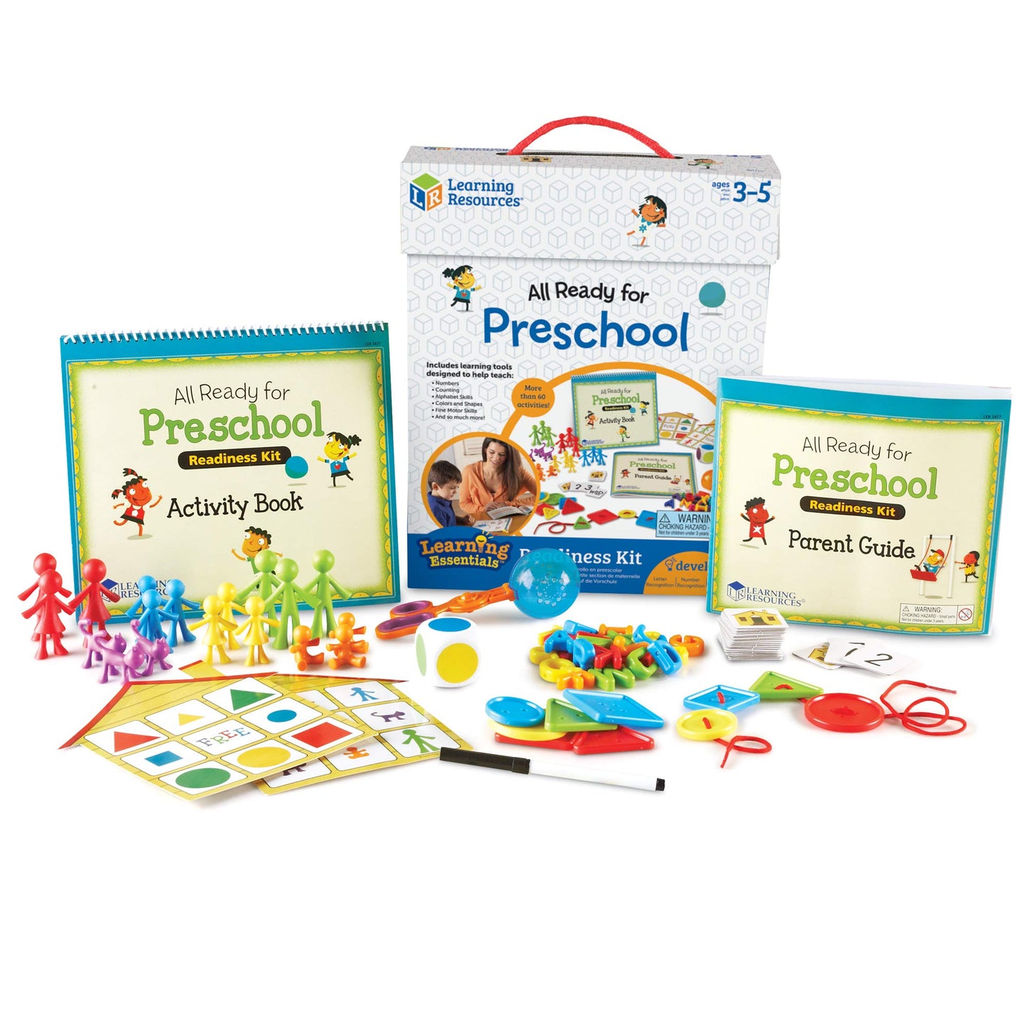 Learning Resources All Ready For Preschool Readiness Kit - 60 Activities Set, Ages 3+, Kindergartner Preparation Kit, Preschool Homeschool Curriculum
