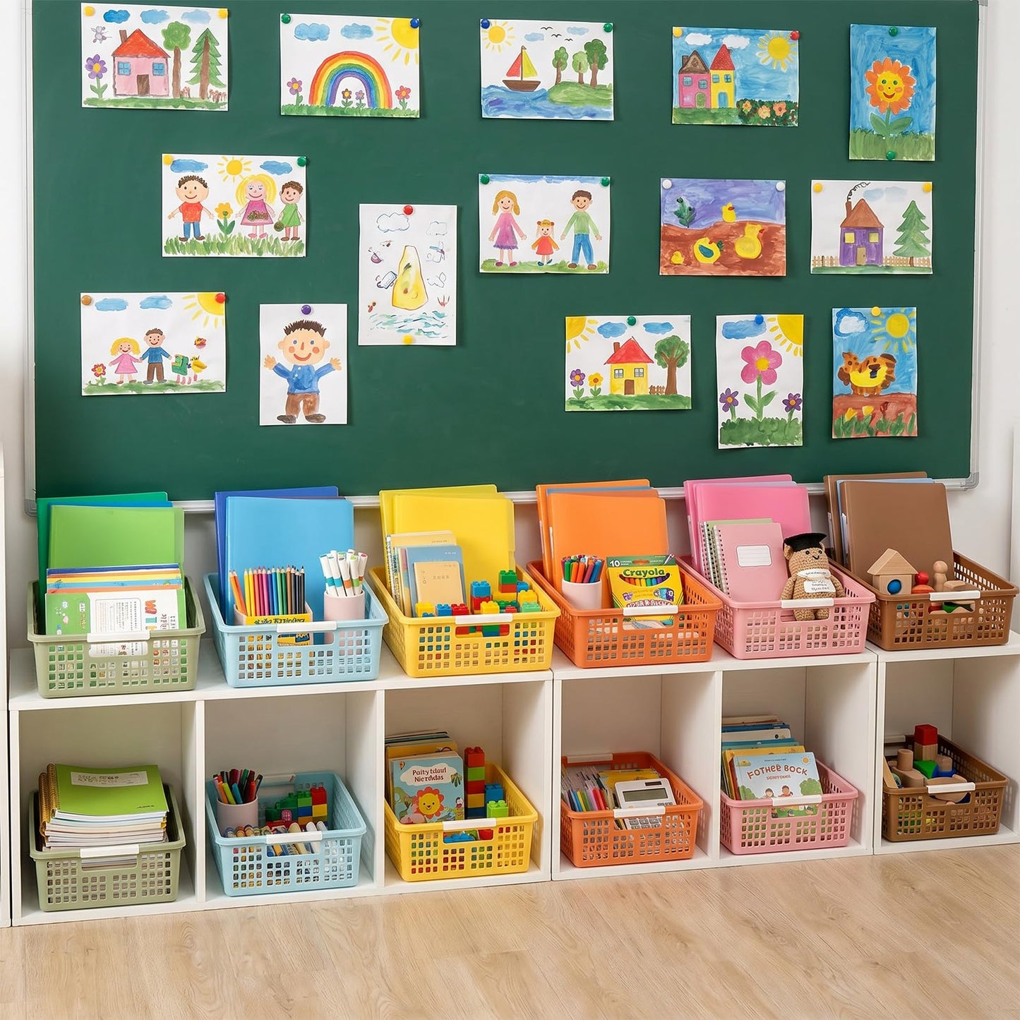 Yakydesign 6 PCS Plastic Classroom Turn in Paper Trays Storage Bin Basket Organizers Holds 4A Paper File for School Teacher Supplies Classroom Office Home Organization and Storage Tray (Boho)