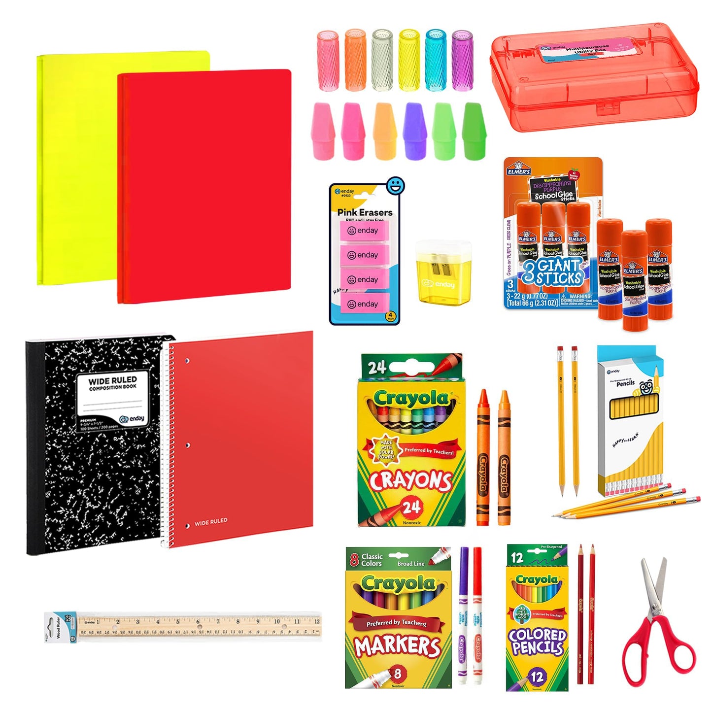Enday Back to School Supplies Kit - Grades K-5, 83 Piece Back to School Supplies Kit, Kindergarten School Supplies Kids for Girls & Boys