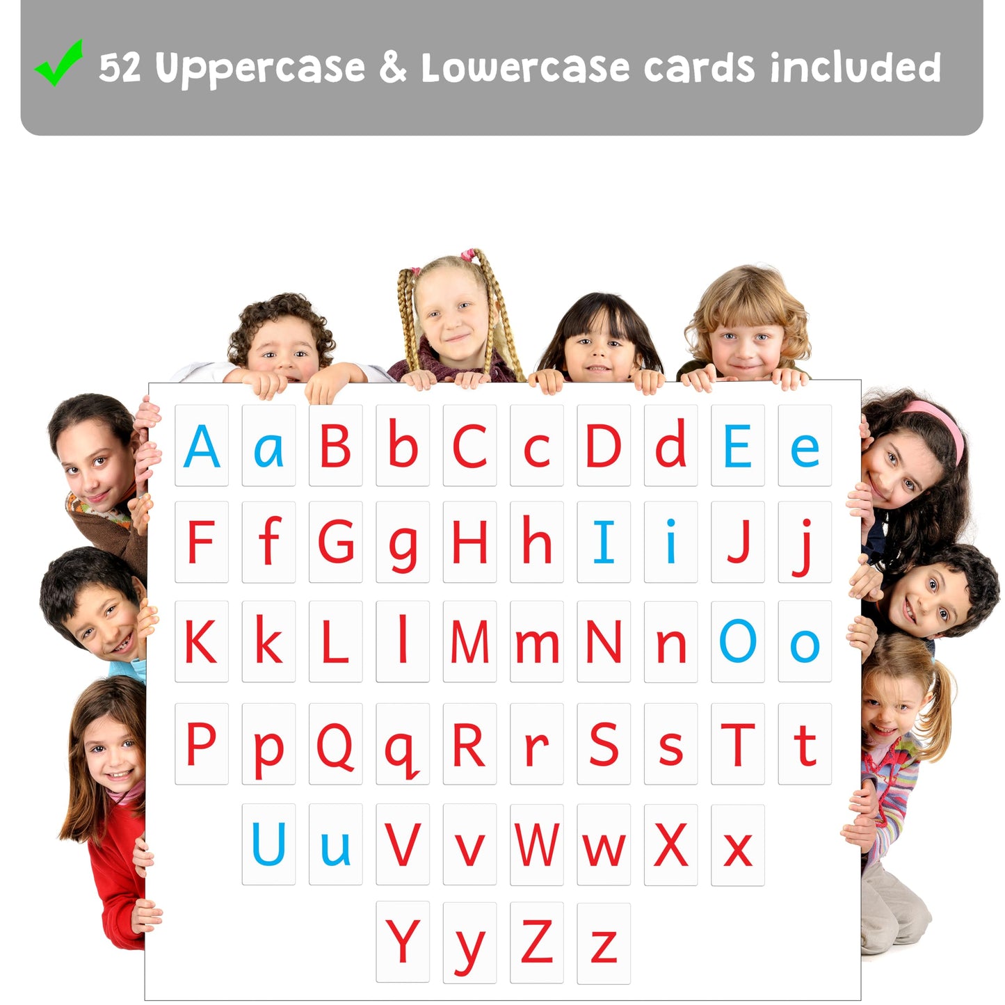 Attractivia Magnetic Big Montessori Alphabet ABC Flash Cards - 52 Sturdy Uppercase & Lowercase Large Letters, Black - for Classroom Teachers, Homeschool, ESL, Kids and Adults