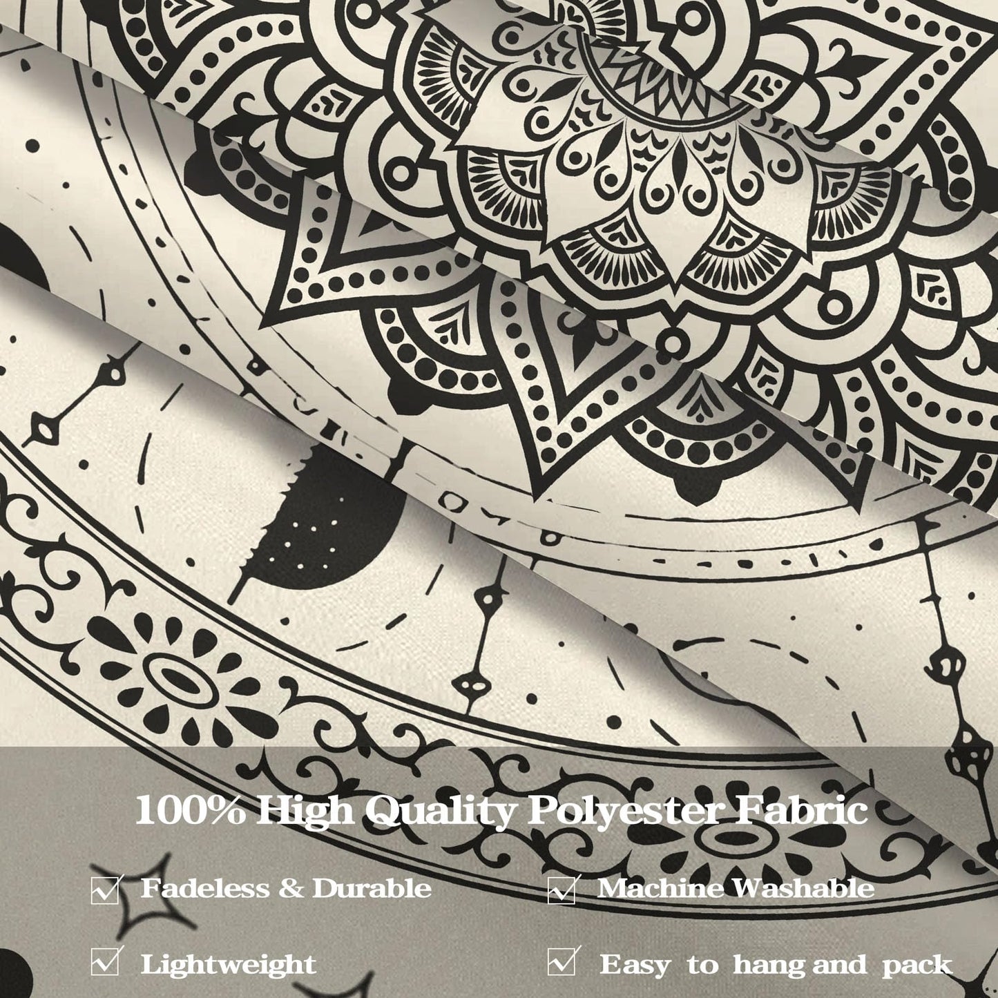 Lunerfex Mandala Moon Tapestry Boho Tapestry for Bedroom Black and White Tapestries Wall Hanging Living Room Wall Art and Home Decor 70x90