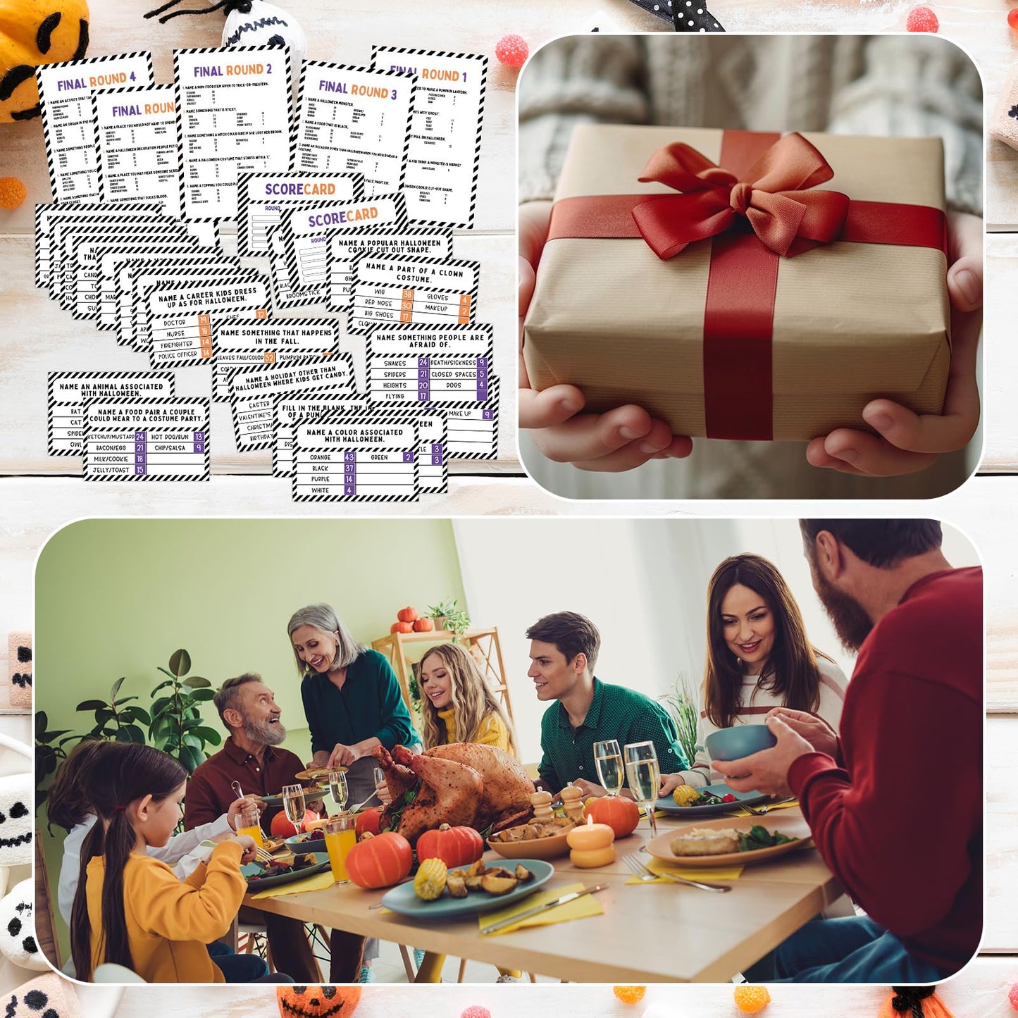 Humyoun Halloween Party Friendly Feud Game with 2 Answer Buzzers, Team Building Feud Cards for Holiday Game Night Fun Trivia Quiz for Groups Office Class