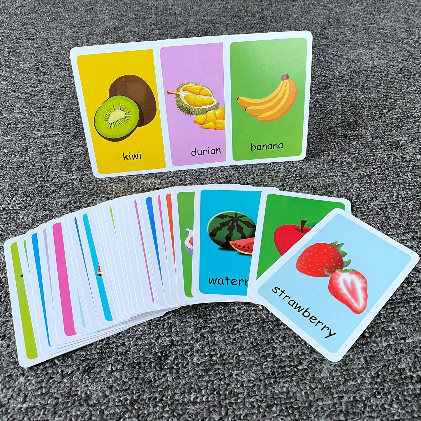 Flash Cards for Toddlers, Educational Learning Set of 144, Body Animal Food Fruit Cards, Ages 2-6, Montessori Preschool Learning Toys for Kindergarten (Orange, Pocket-Size)