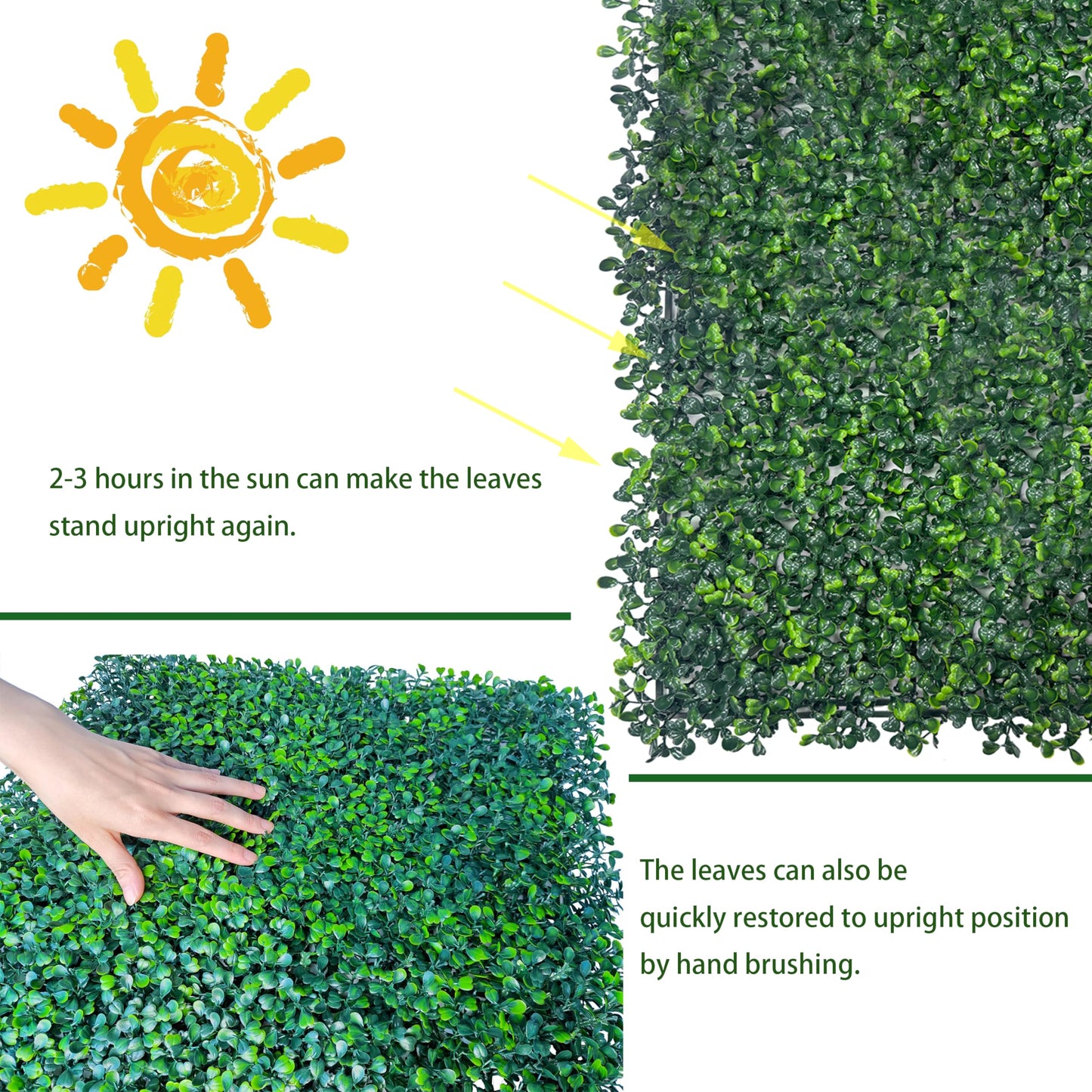 ODTORY Artificial Boxwood Hedge Wall Panels, 24 X 16 in 12P UV-Anti Faux Greenery Vine Grass Wall Backdrop for Indoor Outdoor Green Plant Wall Decor & Ivy Fence Covering Privacy