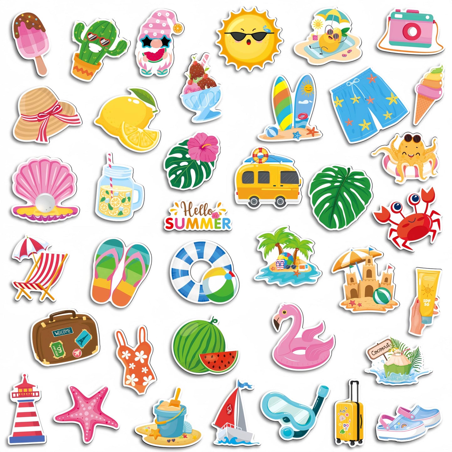 Fecheche Large Size Cute Fridge Magnets for Toddlers, Preschool Spelling Learning Education Refrigerador Magnetic Toy (Summer 38pcs)