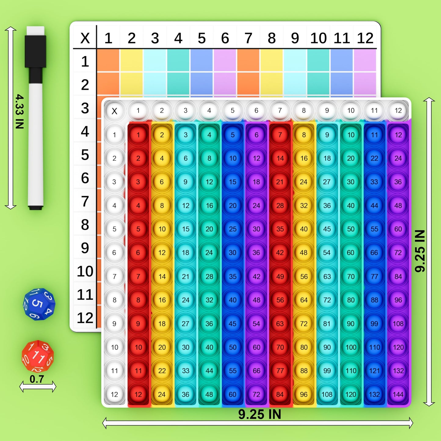 COOVA Multiplication Chart Pop It - Multiplication Game Board, 12x12 Times Table Math Game Board for Kids Learning, Educational Multiplication Machine Toy