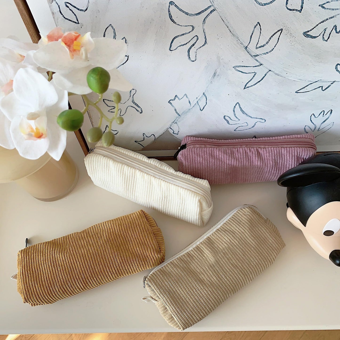 Cute Pencil Case Aesthetic Student Pencil Pouch Coin Pen Pouch Cosmetic Bag Office Stationery Organizer For Kids Teen School (Milk white)