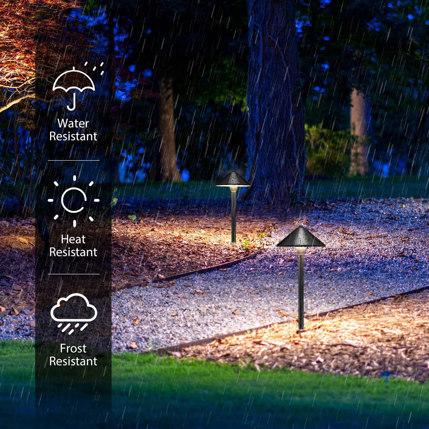 SUNVIE Low Voltage Landscape Pathway Lights 12-24V 3W LED IP65 Waterproof Aluminum Black 8 Pack Model LSBWB0308C