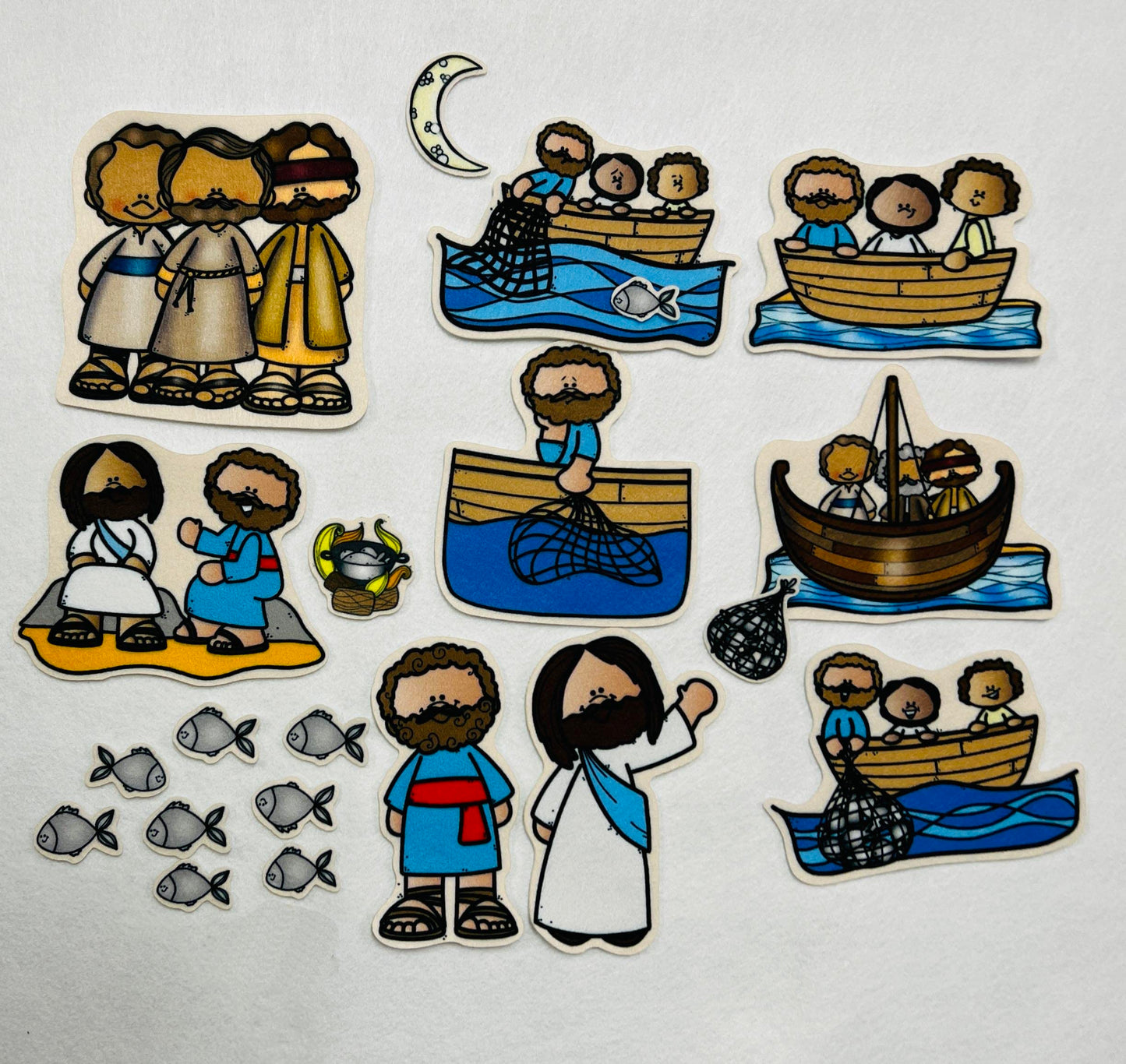 Story Time Felts Jesus & Miraculous Catch Fishers of Men Felt Figures for Bible Flannel Board Stories Miracles (Regular)