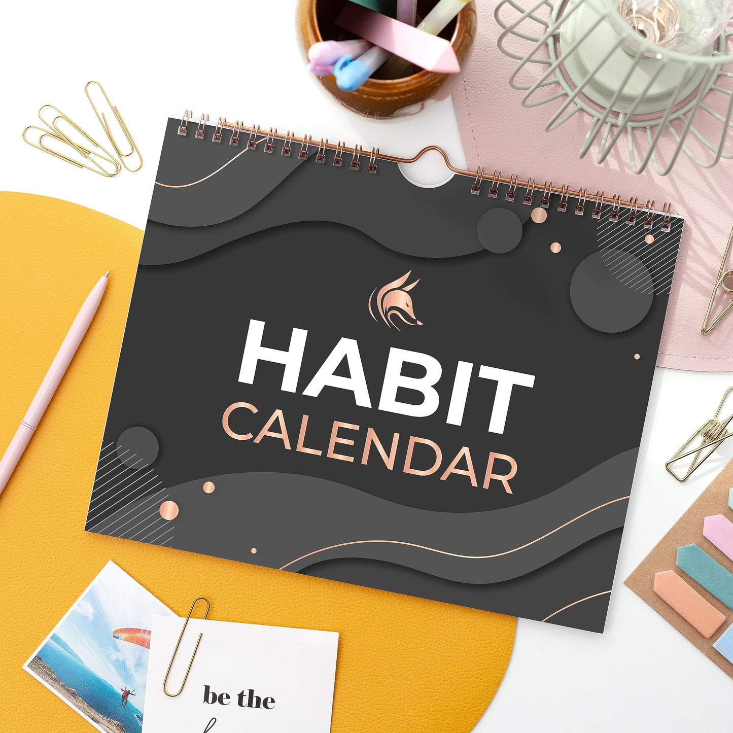 Clever Fox Habit Calendar Circle – 24-Month Inspirational Daily Habit Tracker with Colorful Pages – Routine & Goal Planner Journal (Black)