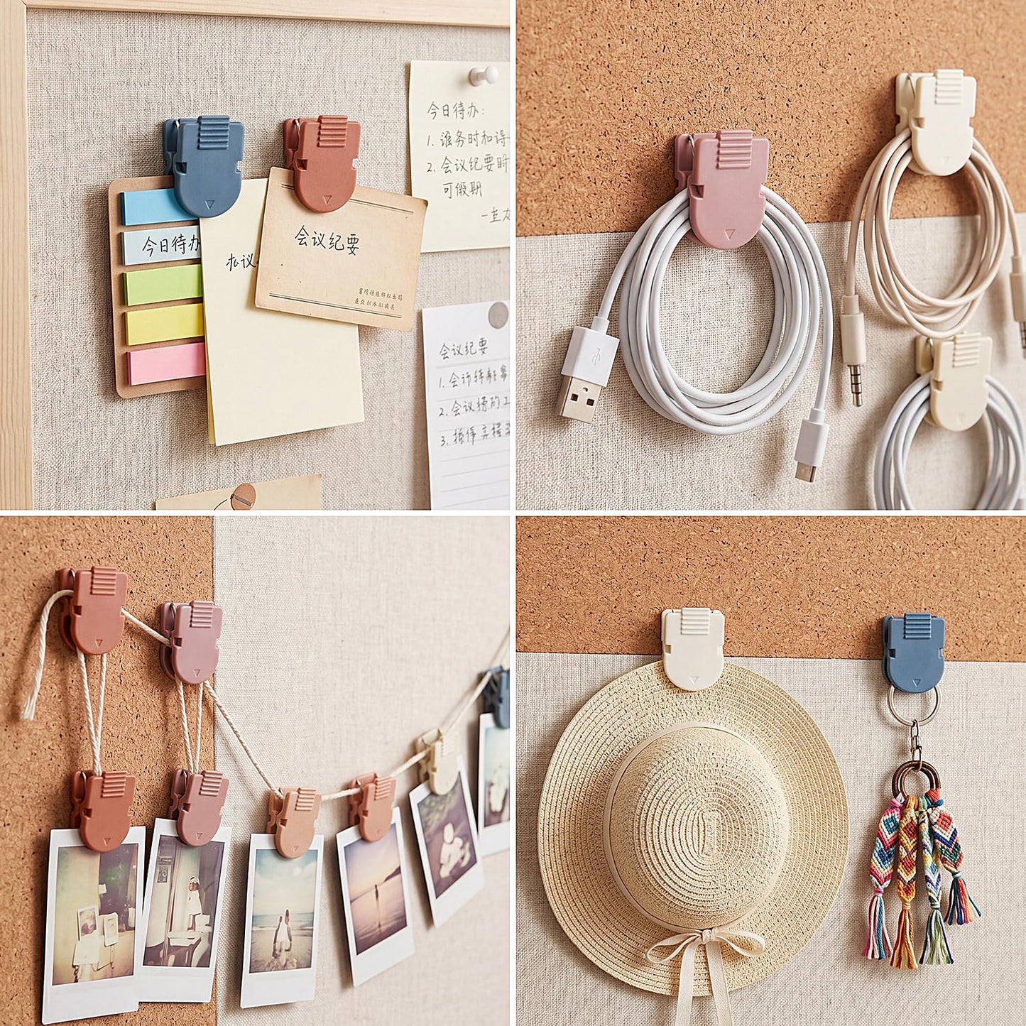 WSICSE 35 Pcs Cubicle Clips Cubicle Accessories for Fabric Partition Panel Wall Clip, Cubicle Hooks for Notes Photos Memos Files in Office Classroom Home (Boho Color)