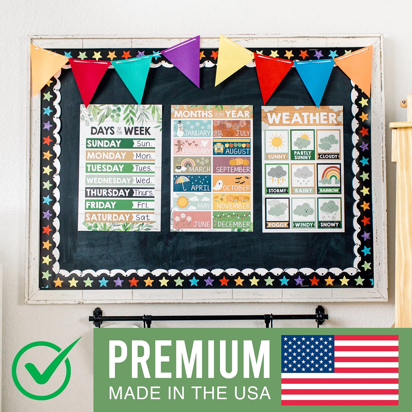 4 Farmhouse Kids Educational Posters For Toddlers,Alphabet Poster For Toddlers, Days Of The Week For Kids, Months Of The Year For Classroom Decorations For Teachers, Kindergarten Homeschool Supplies…