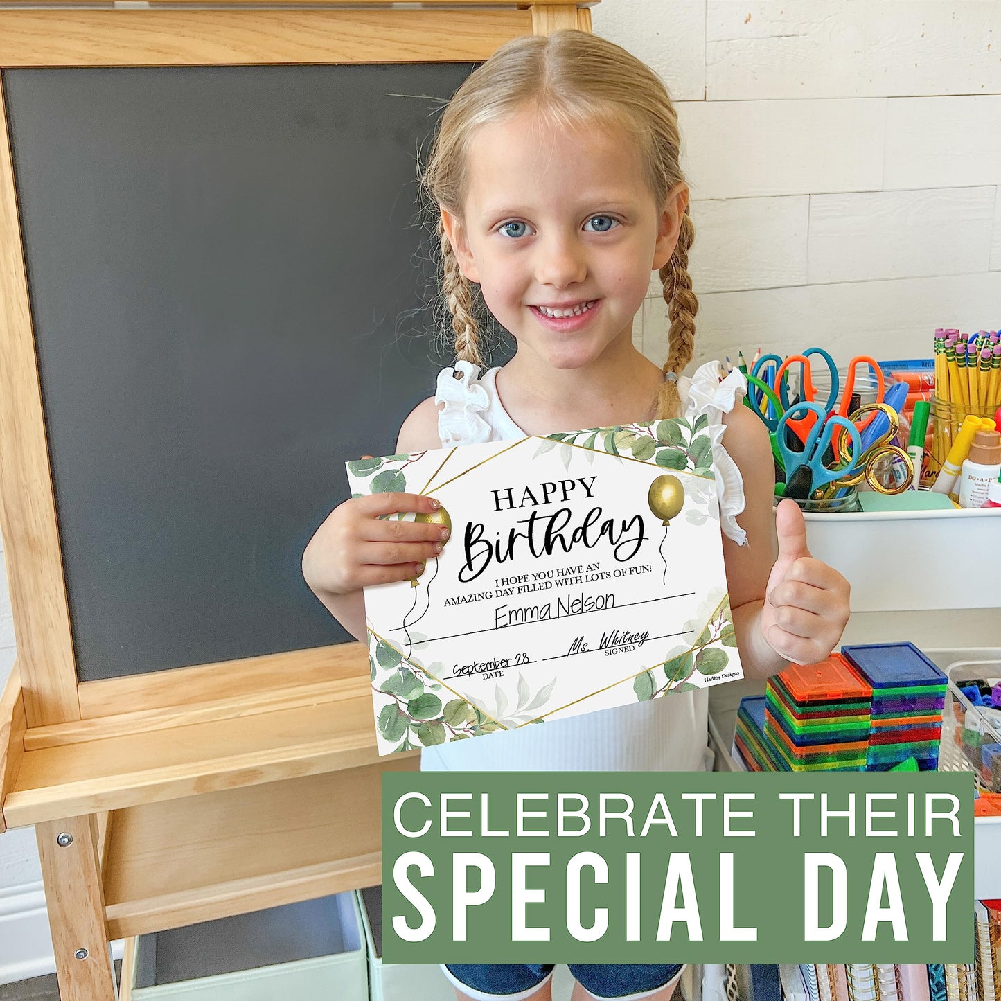 Happy Birthday Certificates for Students - 25 Student Birthday Certificates for Kids Classroom Must Haves, Teacher Supplies for Classroom Elementary, Greenery Teacher Essentials