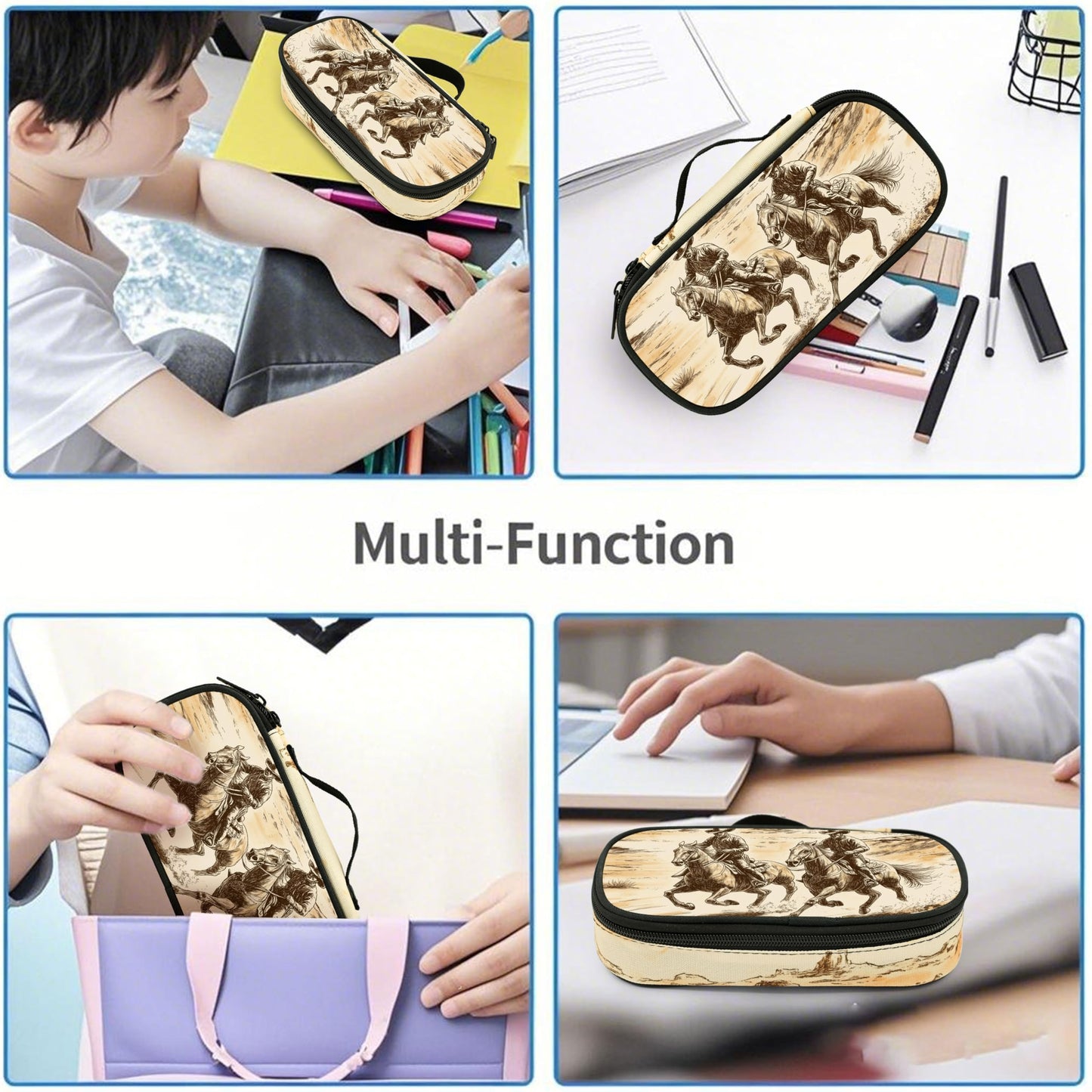 Droerfes Western Pencil Case Pencil Pouch Large Capacity Pen Bag School Office Organizer Stationery Storage Box For Girls Boys Teen Kids