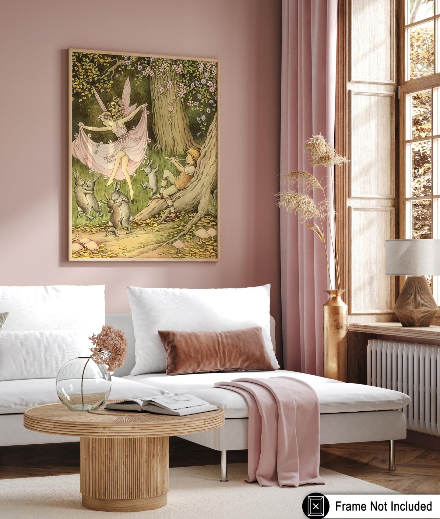 Poster Master Vintage Fairy Dancing In The Forest With Rabbits And Piper Poster - Fairytale Print - Mythical Art - Fairy Art - Aesthetic Creation - Living Room or Bedroom Design - 8x10 UNFRAMED Wall Display