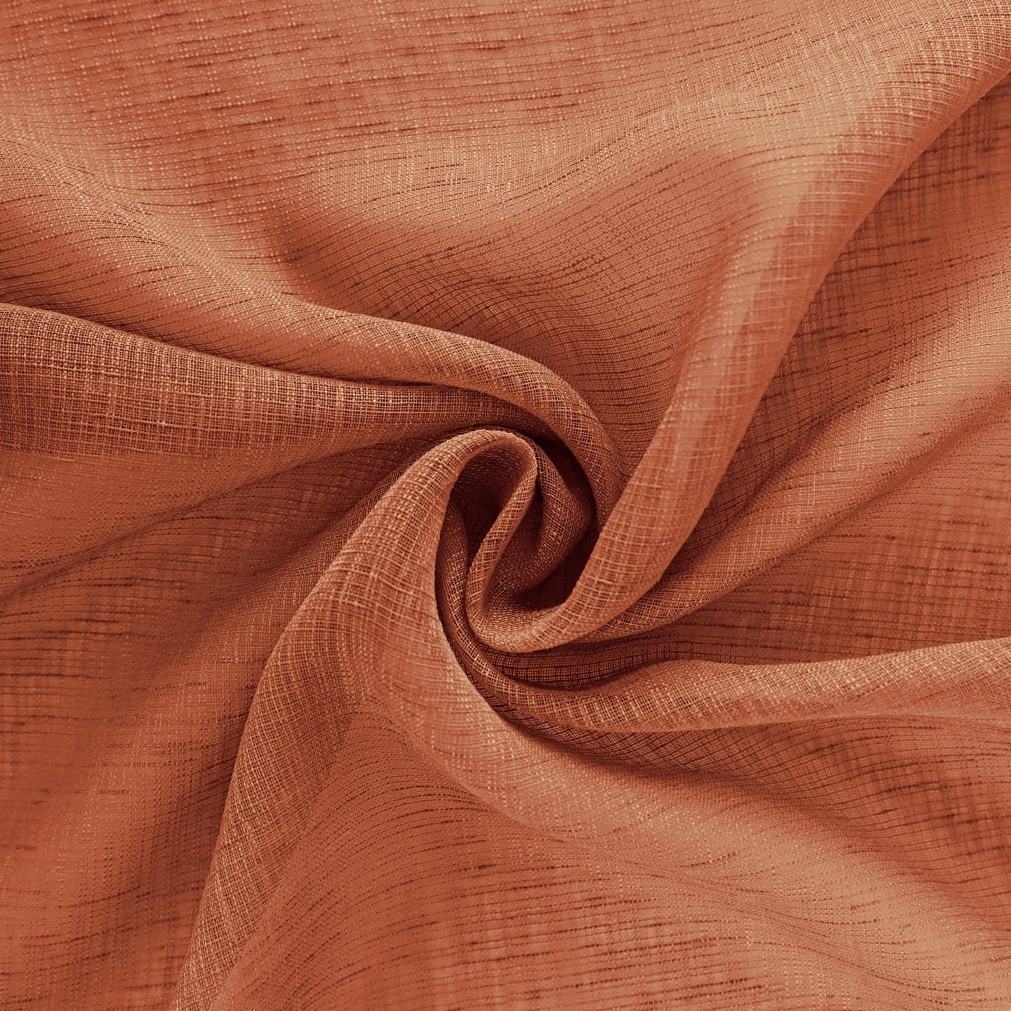 KOUFALL Burnt Orange Boho Sheer Curtains 63 Inch Length for Living Room 2 Panels Set Linen Bohemian Curtains for Bedroom