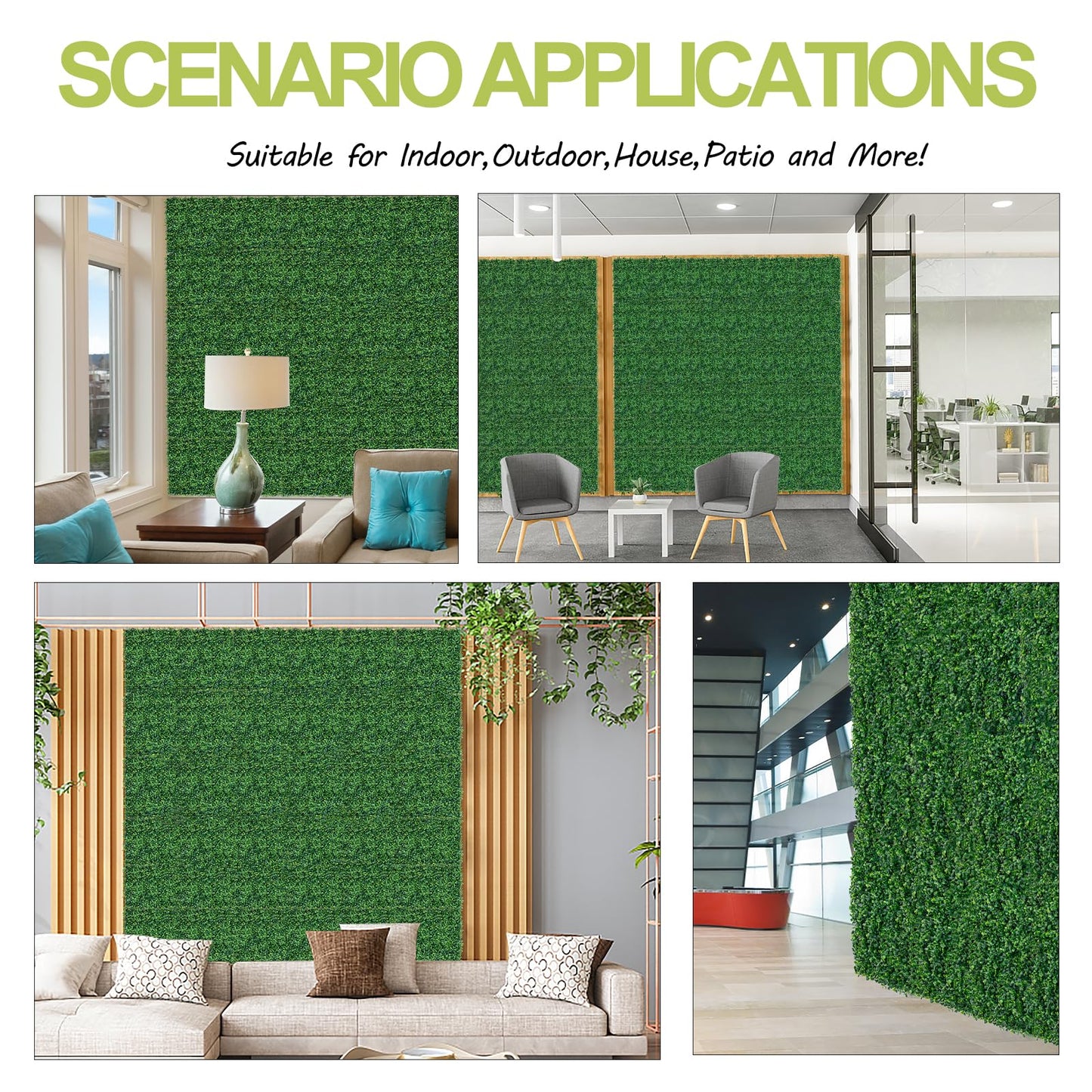 AOKIE 48x120 in Artificial Grass Roll Wall(40 sq ft), Boxwood Hedge Wall Panels UV-Anti Grass Backdrop Wall Decor, Greenery Privacy Hedge Screen for Indoor Outdoor Patio Balcony, Party Garden Fence