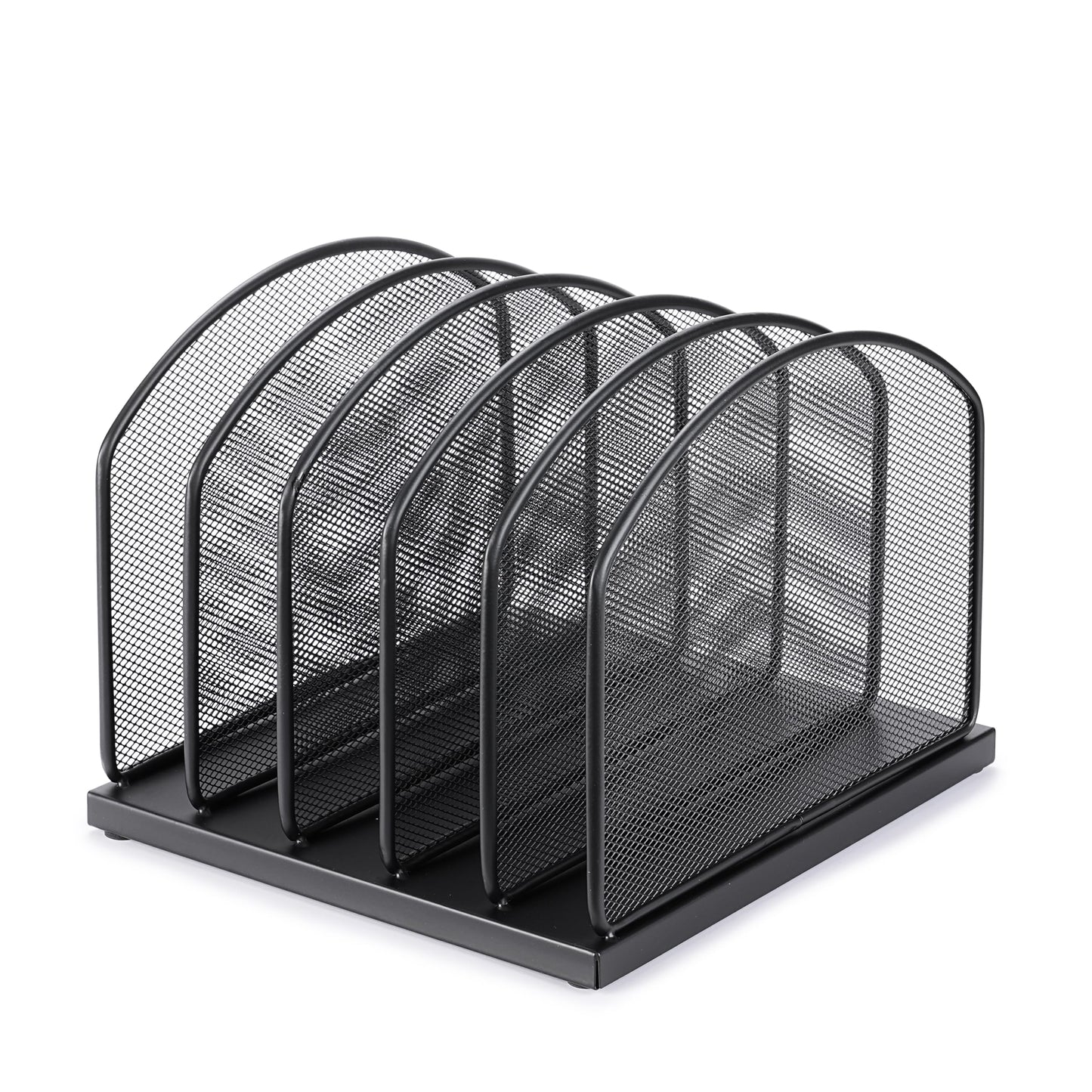 Huron 5-Slot Vertical File Binder Organizer Storage, Black Steel Mesh