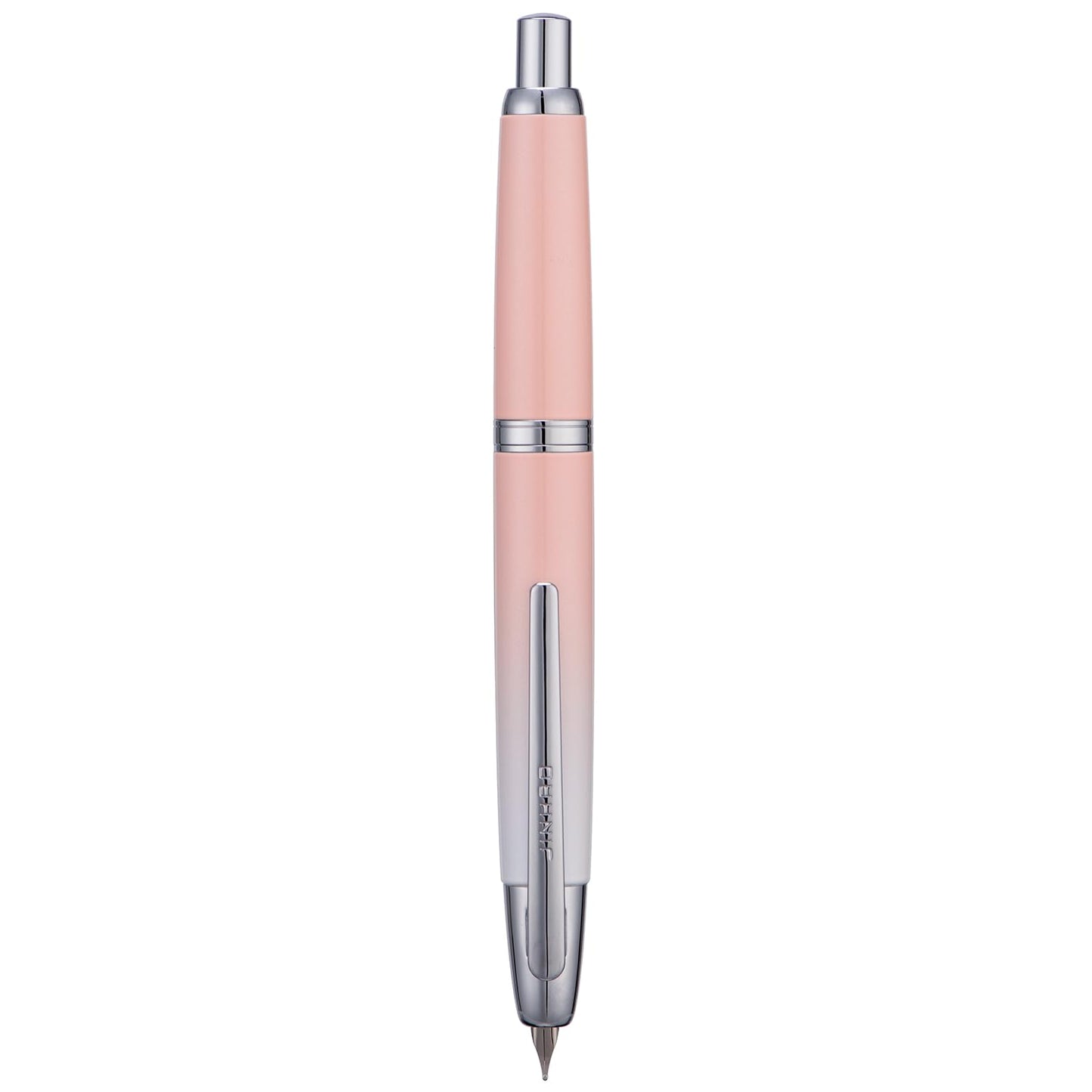 Jinhao 10 Press Fountain Pen with Box, Gradient Peach Pink Retractable Extra Fine Nib with Ink Converter Set (Silver Clip)