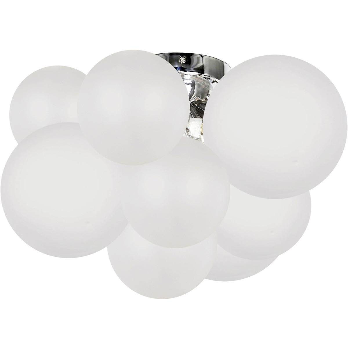 Dainolite 3 Light Flush Mount Ceiling Fixture, Opal White Glass, Silver Finish, Model MLS-143FH-PC-FR