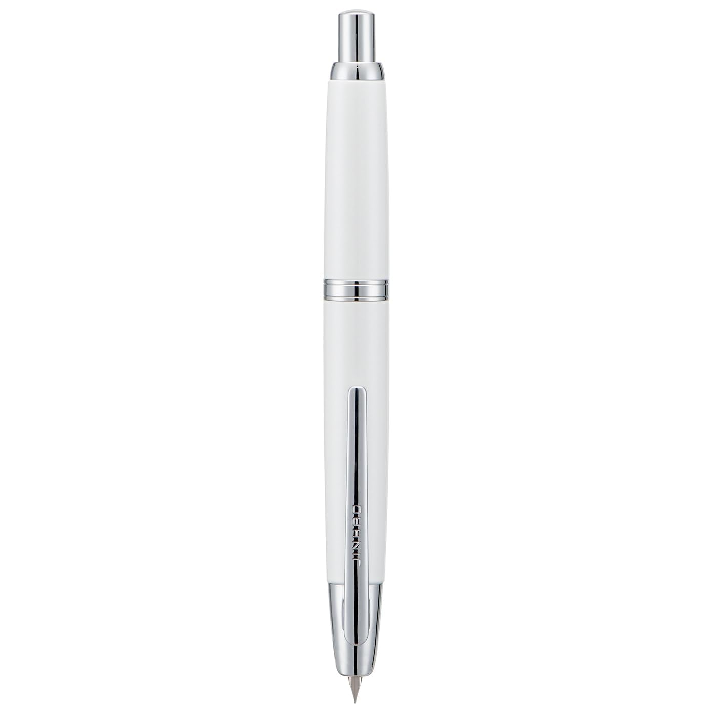 Jinhao 10 Press Fountain Pen with Box, Pearl White Retractable Extra Fine Nib with Ink Converter Set (Silver Clip)