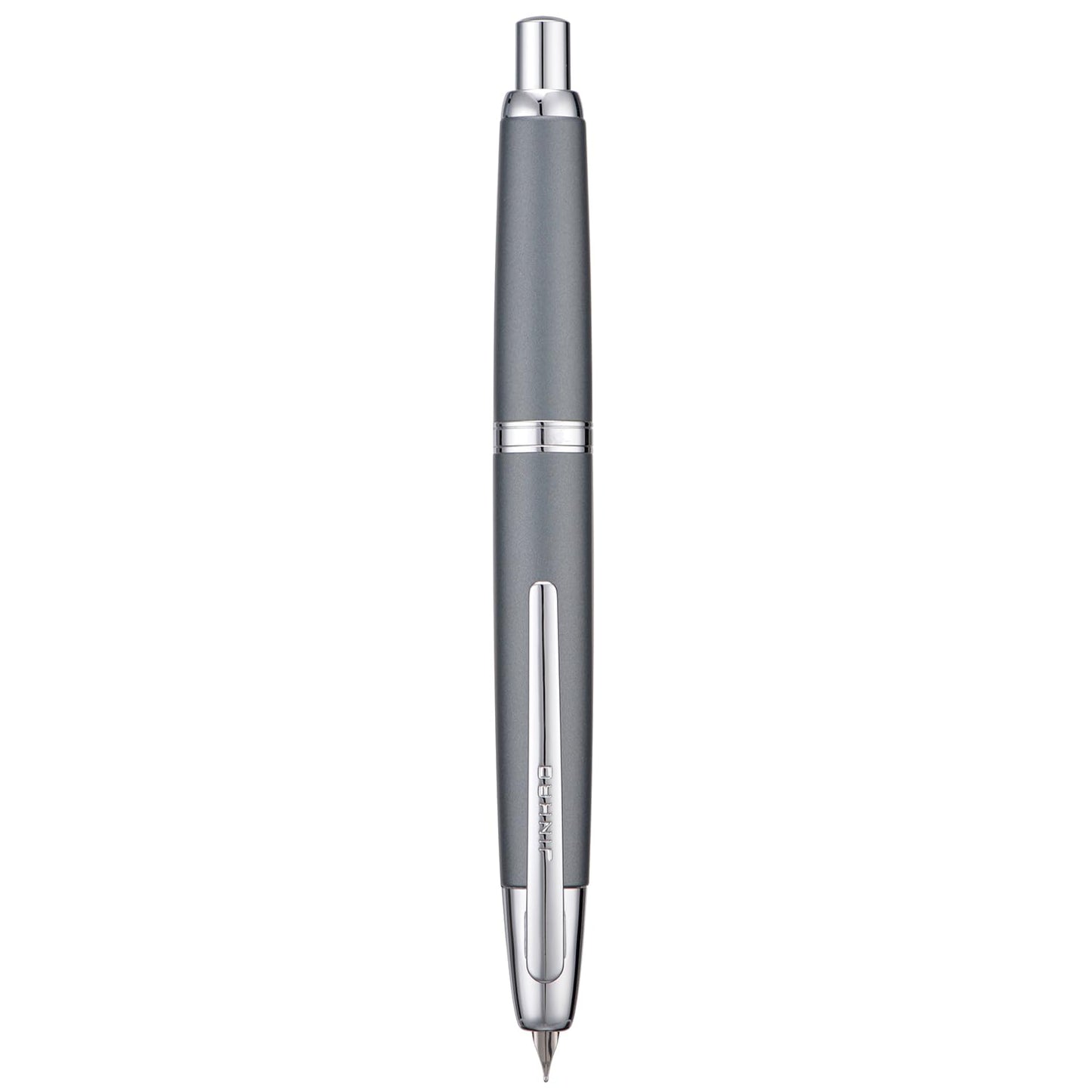Jinhao 10 Press Fountain Pen with Box, Metal Gray Retractable Extra Fine Nib with Ink Converter Set (Silver Clip)