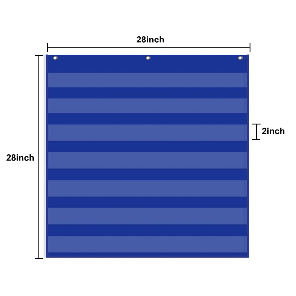 Godery Standard Pocket Chart for Classroom, Sight Words Pocket Chart, Homeschool Teaching Supplies 7 Pocket Chart(Blue)