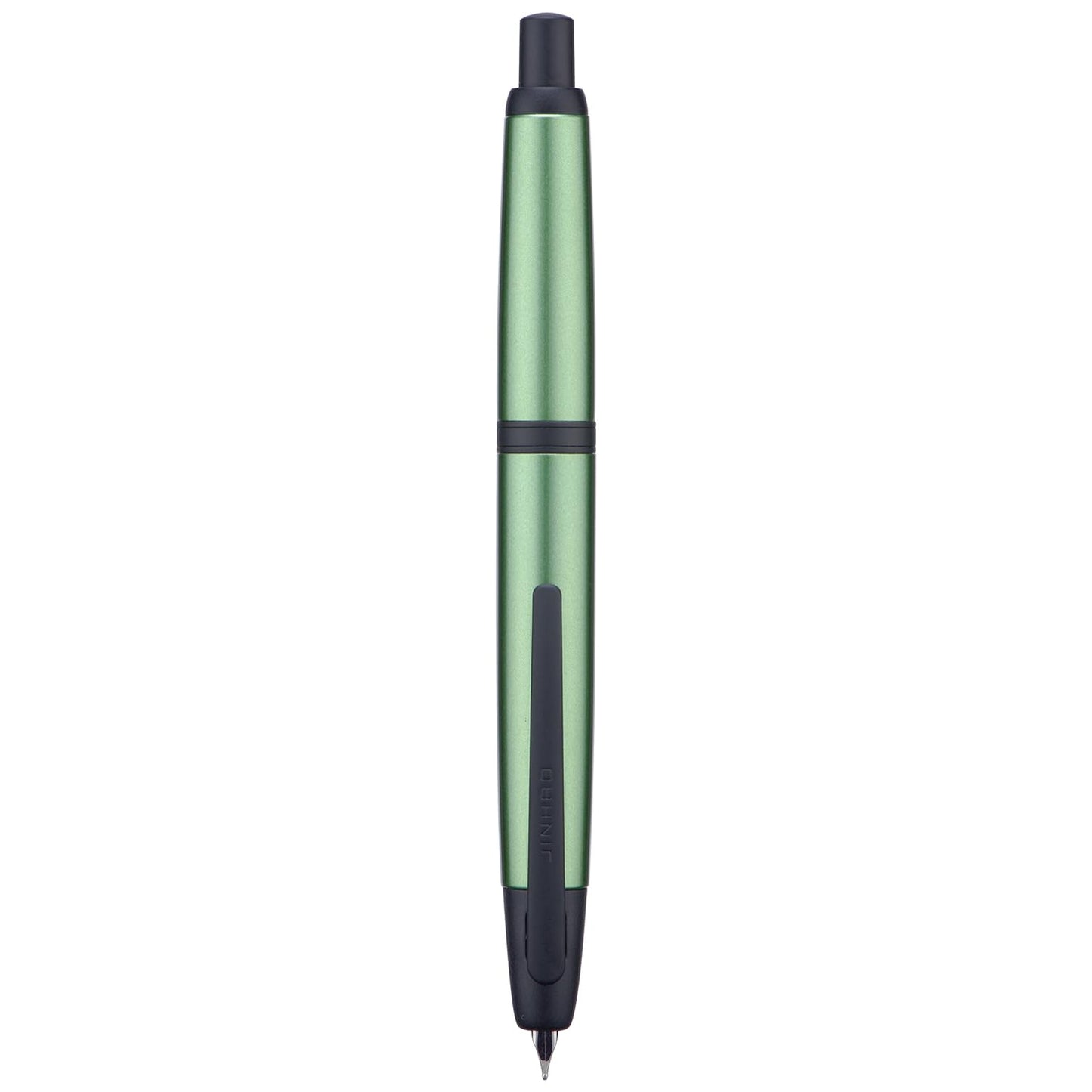 Jinhao 10 Press Fountain Pen with Box, Sea Pine Green Retractable Extra Fine Nib with Ink Converter Set (Black Clip)
