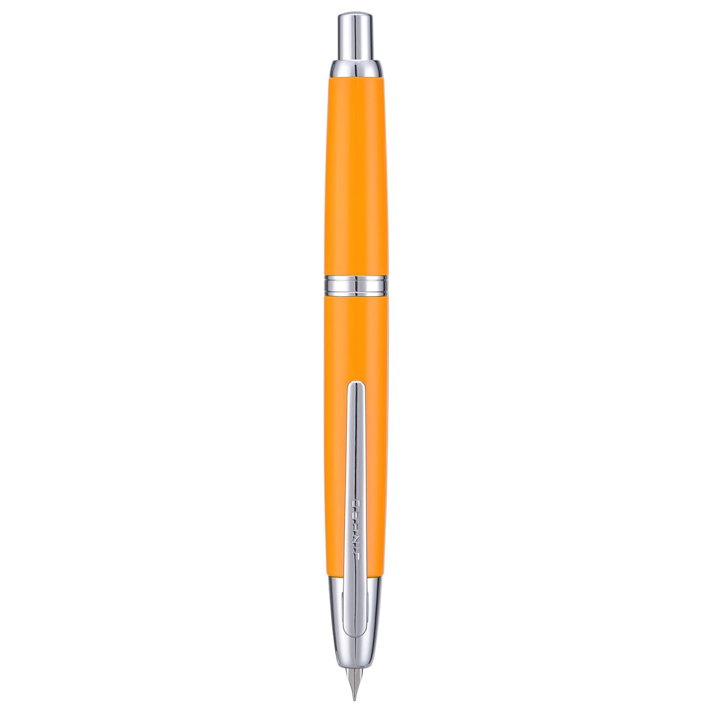 Jinhao 10 Press Fountain Pen with Box, Orange Retractable Extra Fine Nib with Ink Converter Set (Silver Clip)