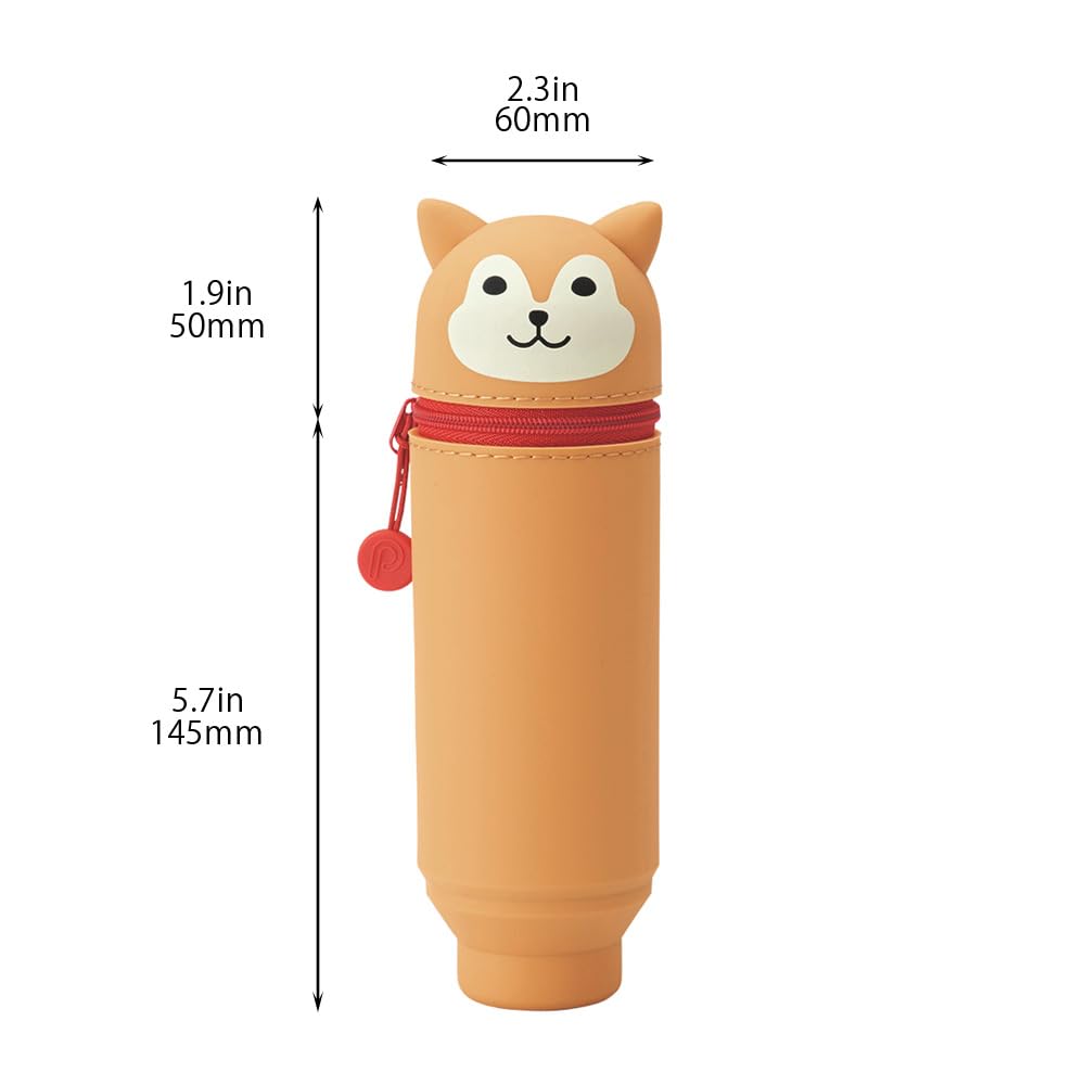 LIHIT LAB Kawaii Japanese Shiba Dog Stand Up Pencil Case For School Office College, Cute School Supplies, Animal Pen Holder Pouch Holder Teen Girls Artists, Travel Cosmetics Storage (A7712-2)