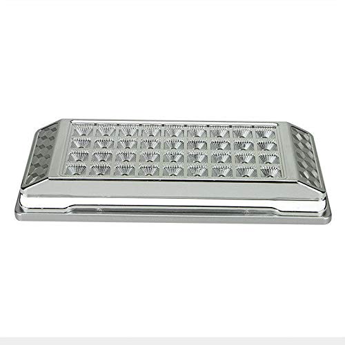 All Star Truck Parts Universal Interior Light 36 LED Ceiling Dome Light Rectangle Chrome Housing
