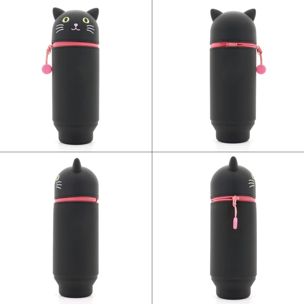 LIHIT LAB Kawaii Japanese Dog Large Stand Up Pencil Case For School Office College, Cute School Supplies, Animal Pen Holder Pencil Pouch Holder Girls, Artist, Boston Terrier (A7714-8)