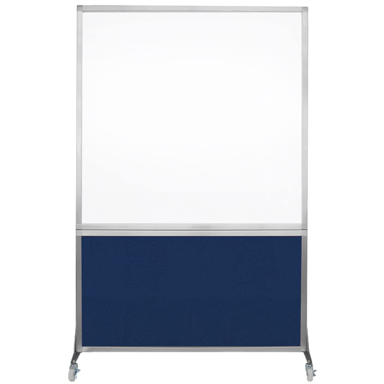 DivideWrite Mobile Whiteboard | Double Sided Dry Erase Board | Portable Office Cubicle Partition | Display for Classrooms, Conference Rooms, Meeting Areas and More | Navy Blue Fabric 4' Wide X 6' Tall
