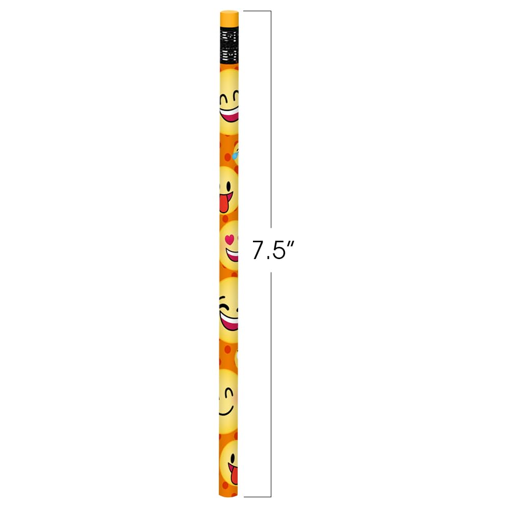ArtCreativity Emoticon Pencils, Set of 24, Cool Writing Pencils with Erasers with Assorted Emoticon Designs, Birthday Party Favors, Party Goody Bag Fillers, Teacher Supplies for Classroom