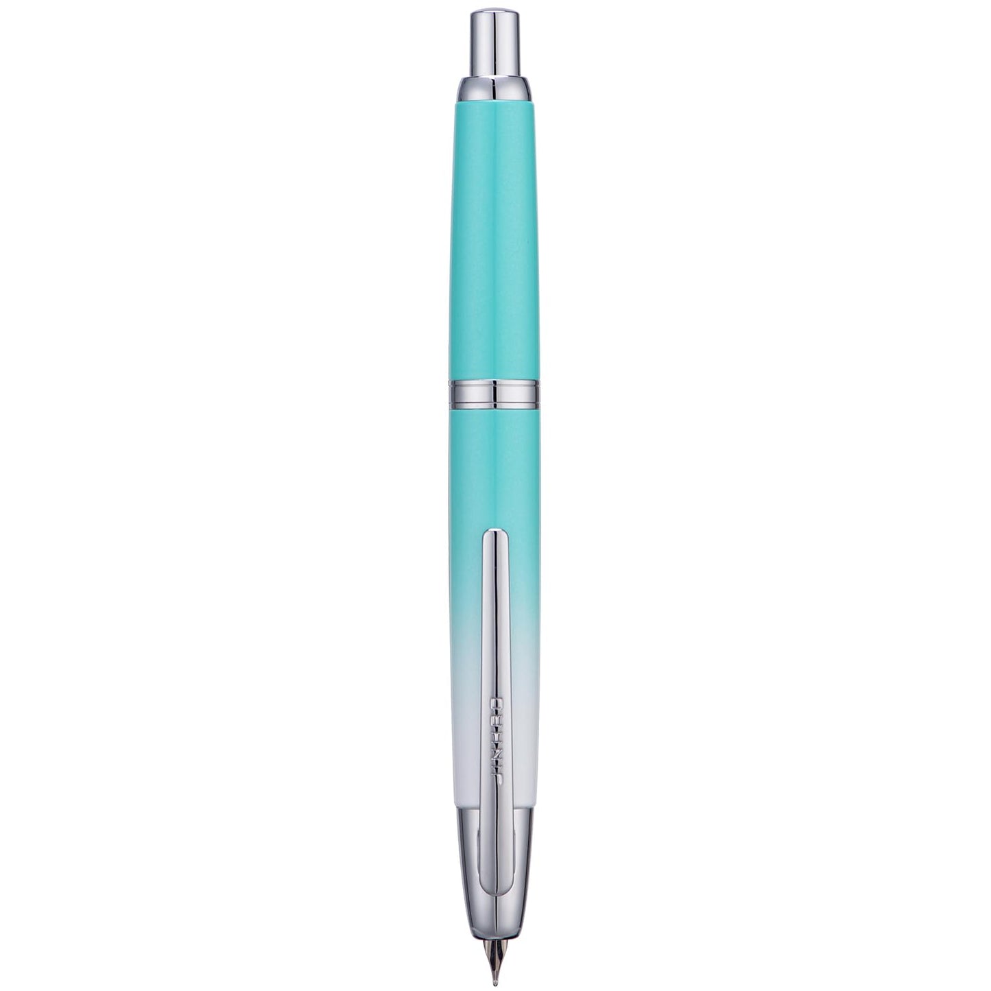 Jinhao 10 Press Fountain Pen with Box, Gradient Mint Green Retractable Extra Fine Nib with Ink Converter Set (Silver Clip)