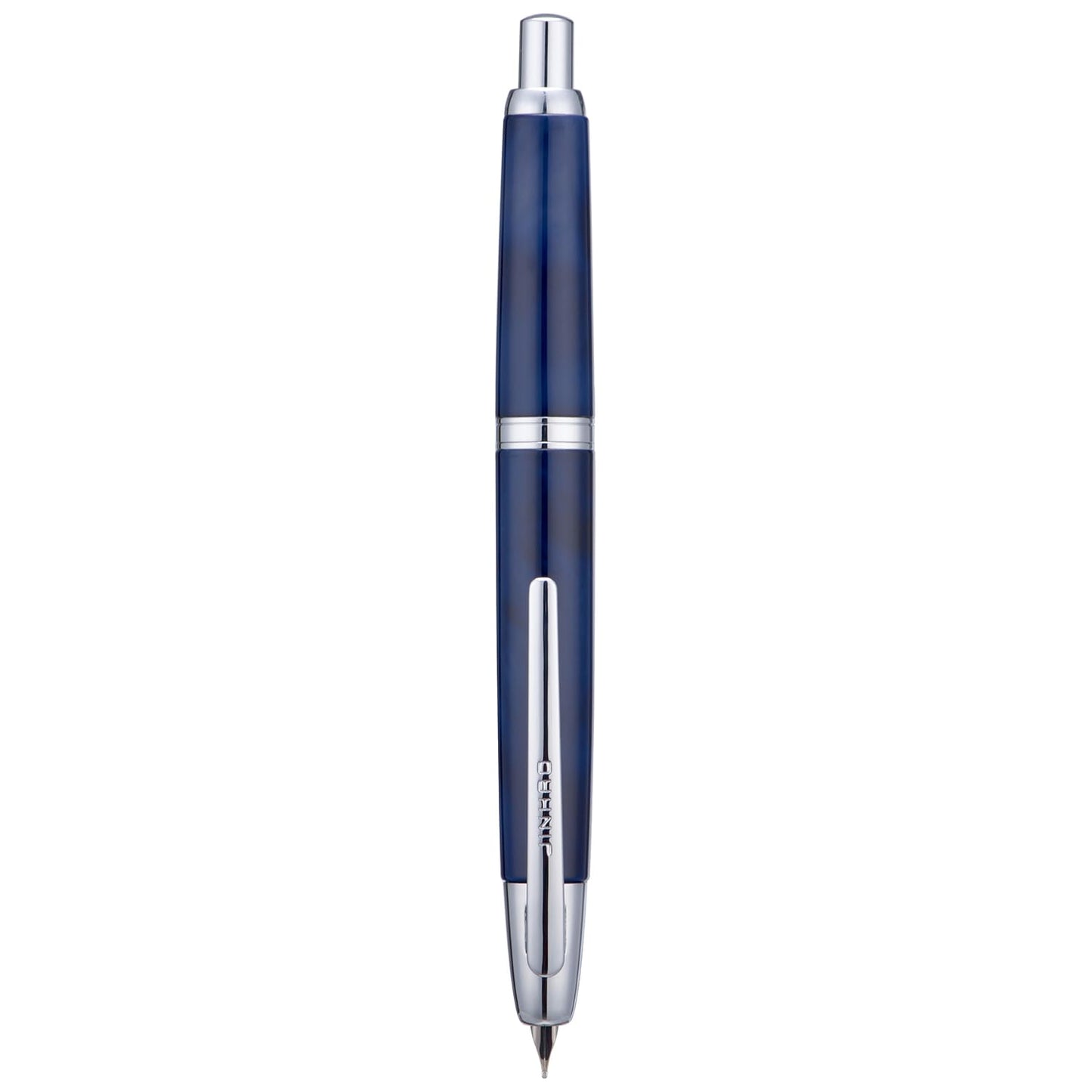 Jinhao 10 Press Fountain Pen with Box, Glacier Blue Retractable Extra Fine Nib with Ink Converter Set (Silver Clip)