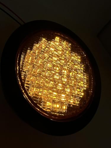 All Star Truck Parts 40 LED Amber Round Tail Lights, 4in Size, Waterproof, Rubber Grommet, 12V for Trucks Trailers RV Boat