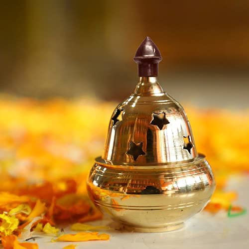 Craftsman Large Brass Akhand Diya Decorative Oil Lamp - Golden, Traditional Deepawali Pooja Deepak, Table Diya Tea Light Holder