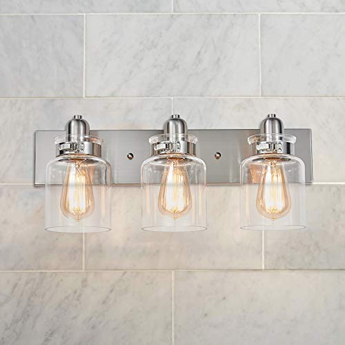 Bestier 3-Light Bathroom Vanity Wall Sconce Brushed Nickel 21.7in Length Model AK-AJ-18088-ca