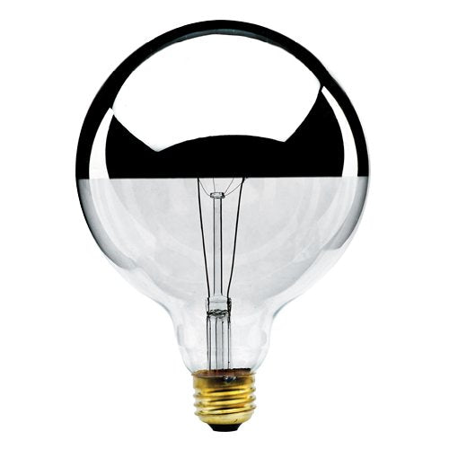 Bulbrite 100W Globe Shape Bulb, Half Chrome, Warm White, Model 100G40HM, Single Item